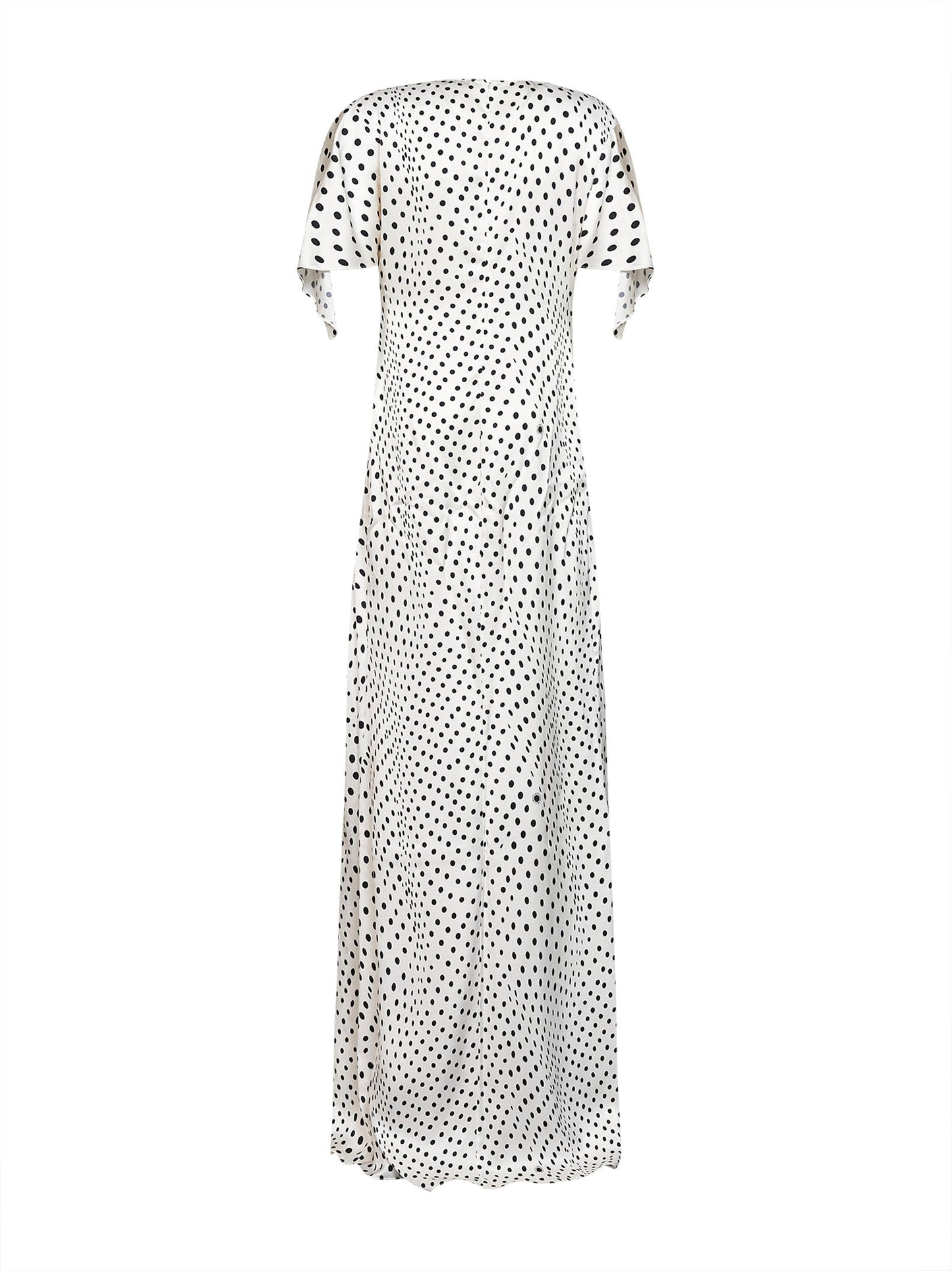 Stella Mccartney Women Black And White Polka Dot Satin Asymmetric Long Dress STELLA MCCARTNEY