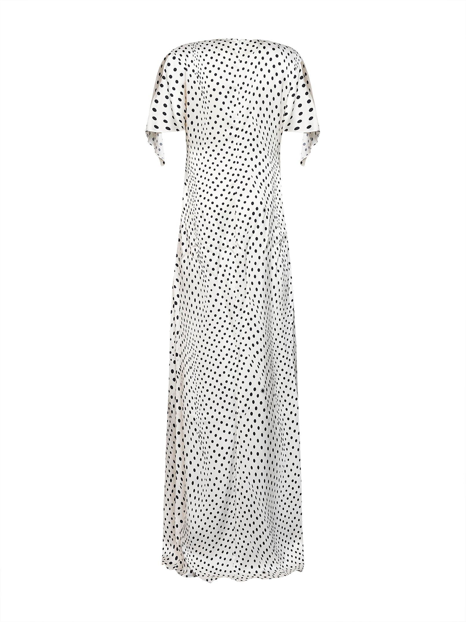 Stella Mccartney Women Black And White Polka Dot Satin Asymmetric Long Dress STELLA MCCARTNEY