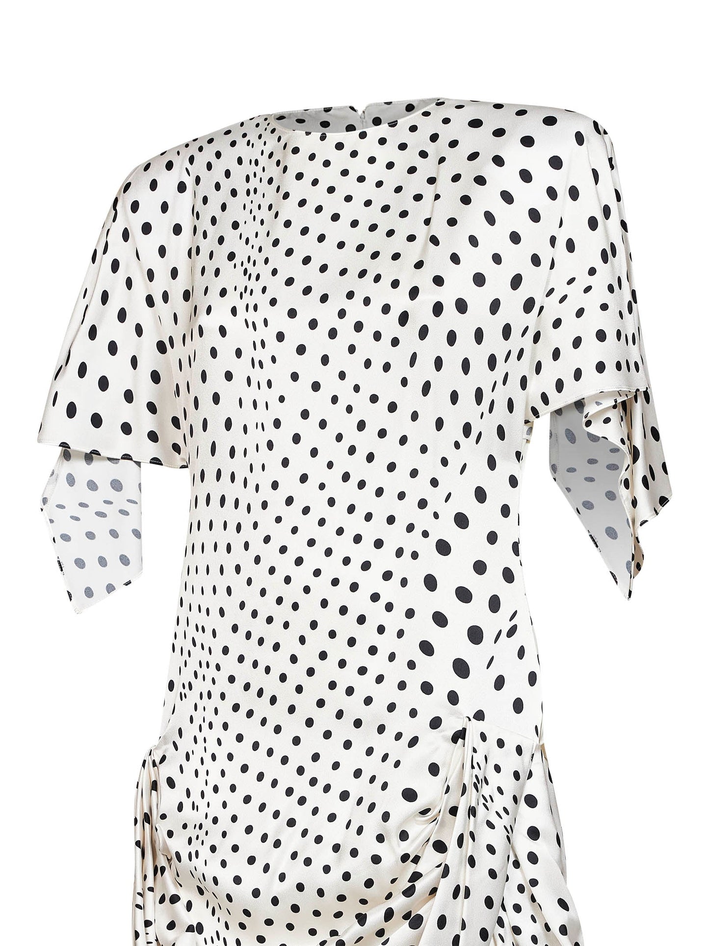 Stella Mccartney Women Black And White Polka Dot Satin Asymmetric Long Dress STELLA MCCARTNEY