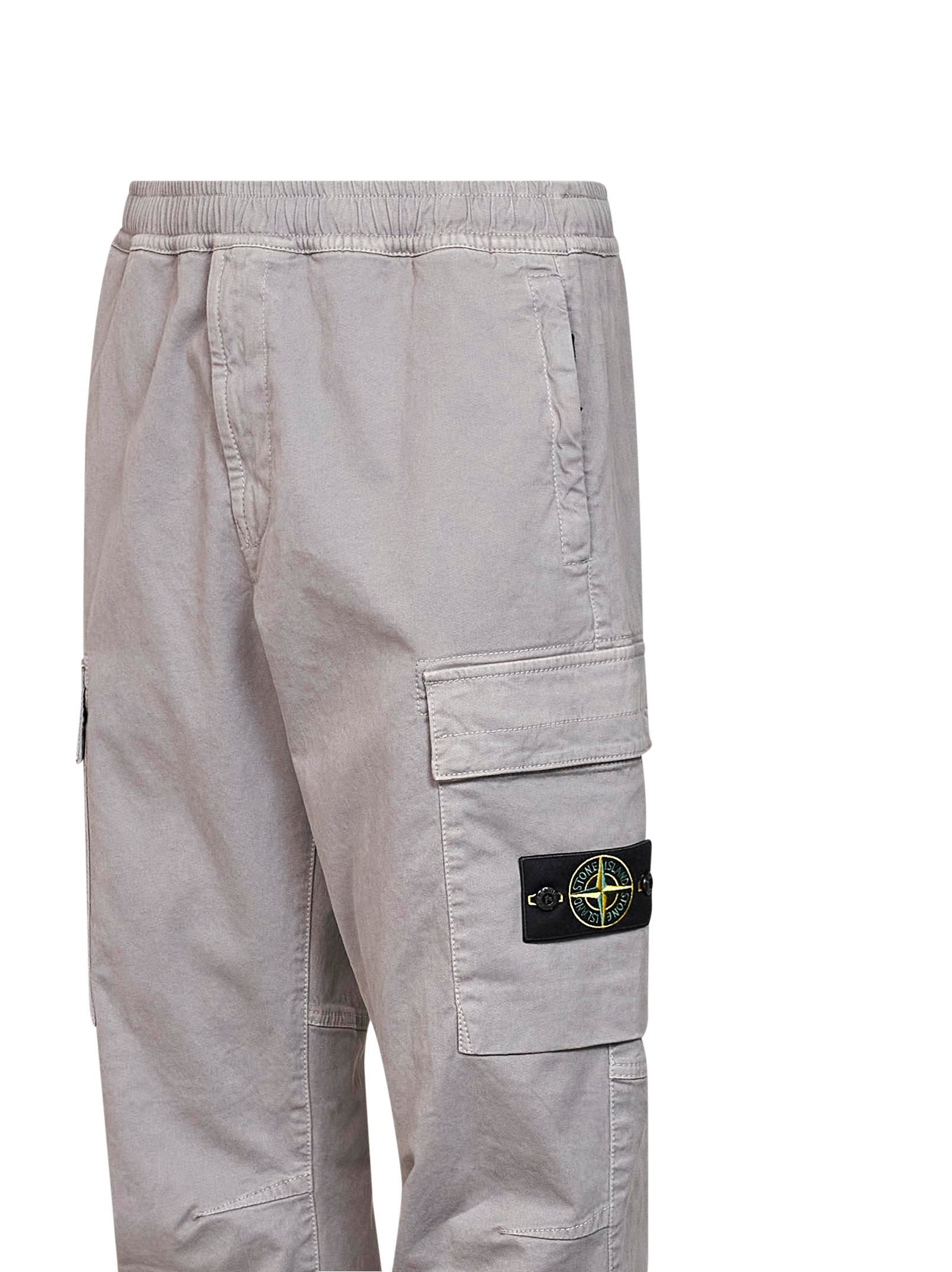Stone Island Men Grey Organic Stretch Broken Twill Cargo Trousers STONE ISLAND