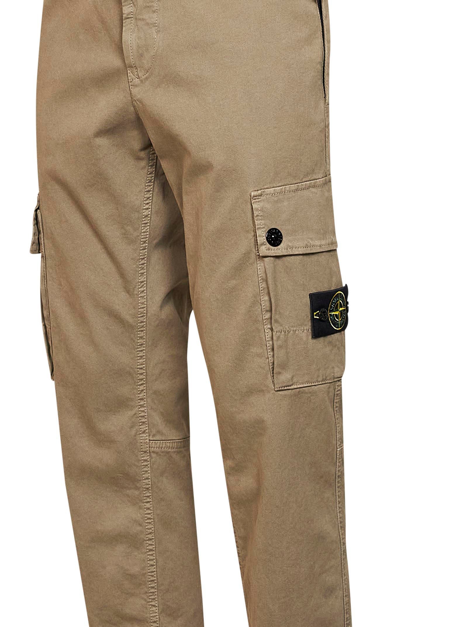 Stone Island Men Military Green Organic Stretch Broken Twill Cargo Trousers STONE ISLAND