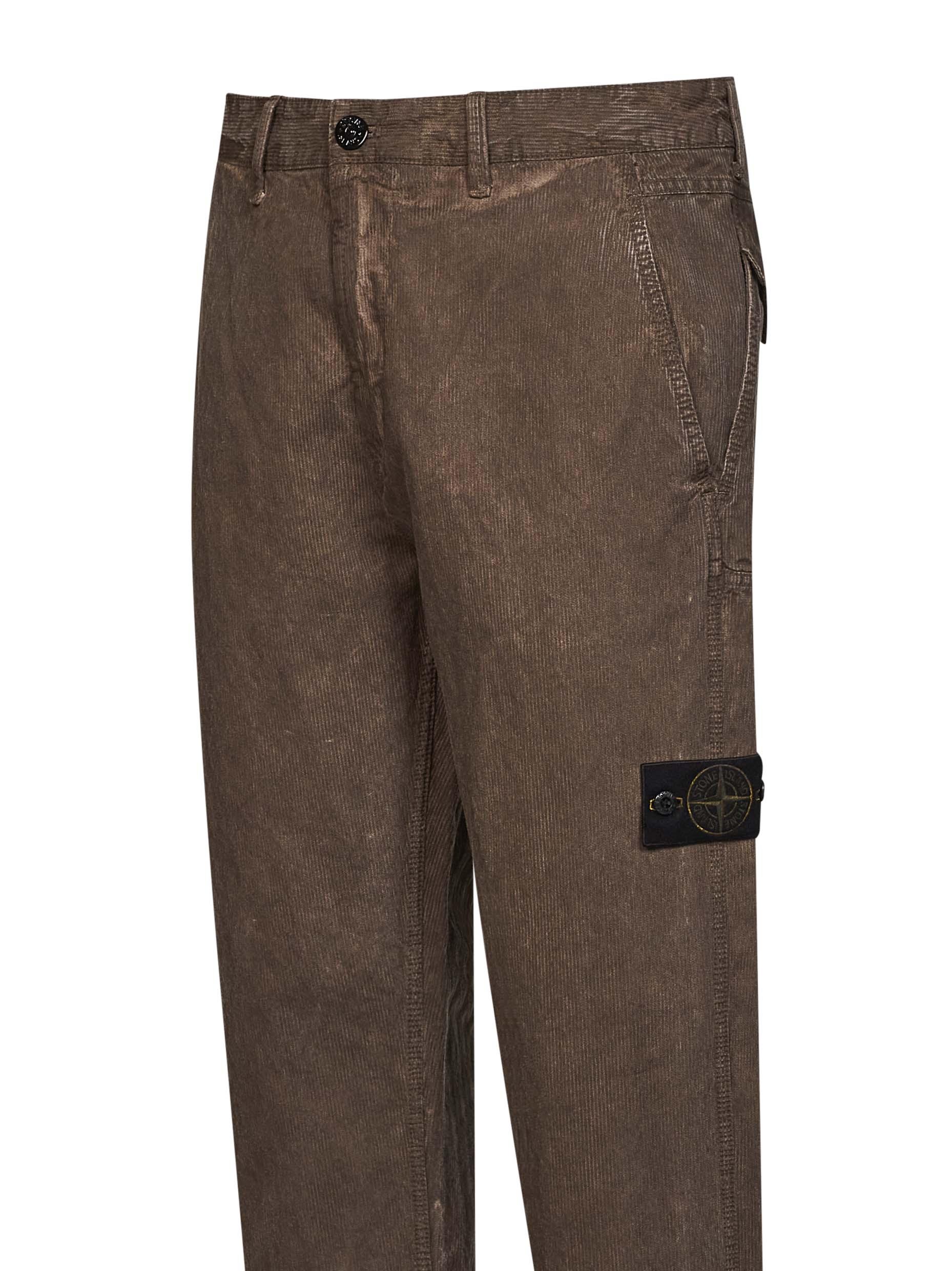 Stone Island Men Lead Grey Straight-Leg Corduroy Trousers STONE ISLAND