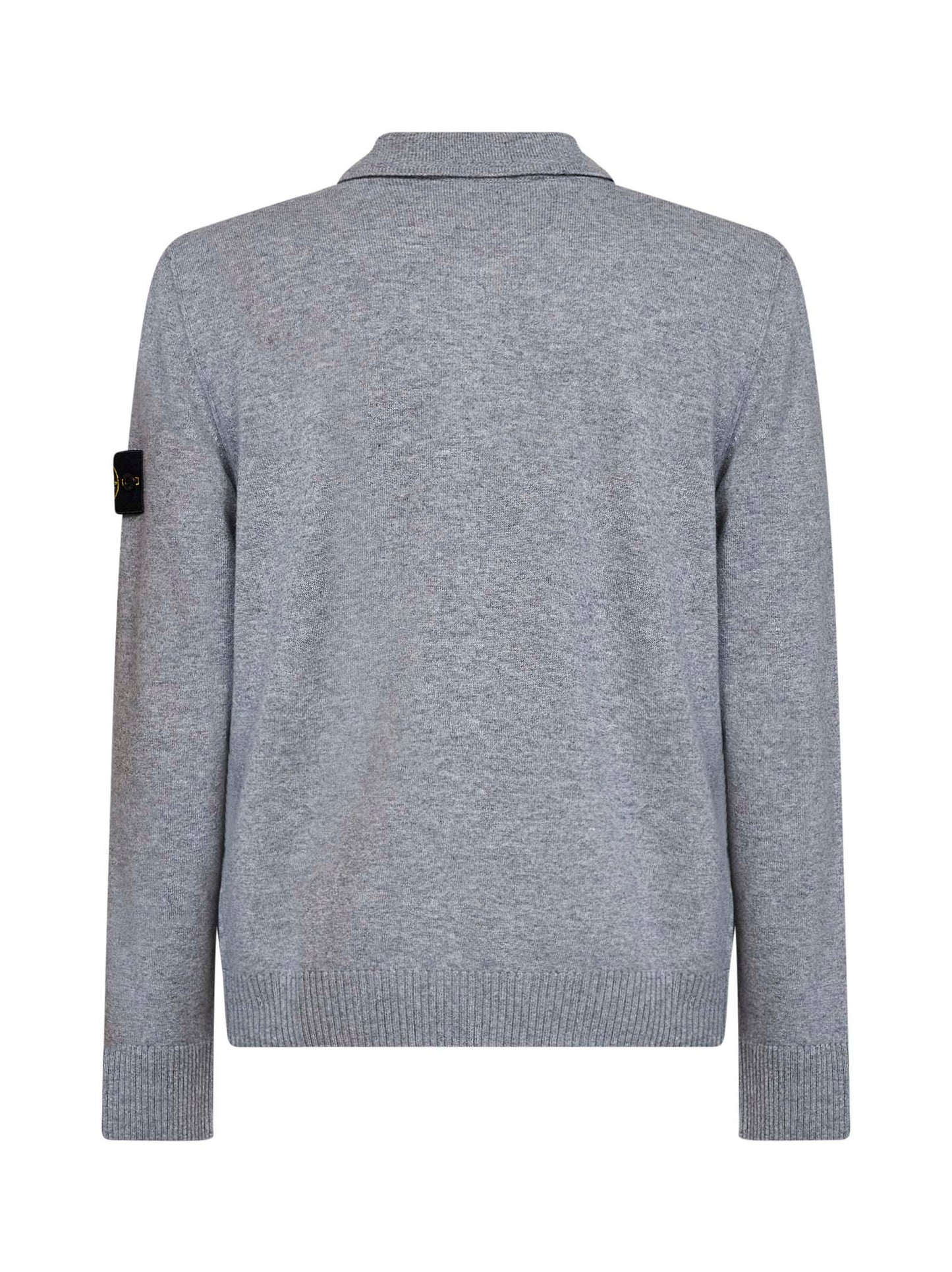 Stone Island Men Melange Grey Lightweight Rws Geelong Wool Polo Shirt STONE ISLAND