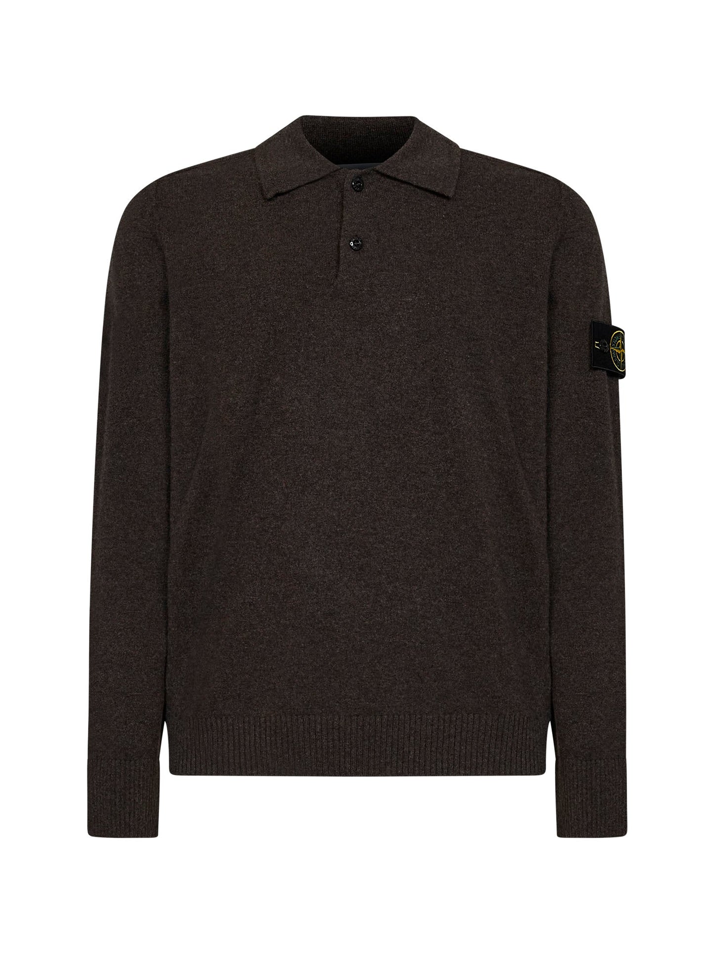 Stone Island Men Melange Lead Lightweight Rws Geelong Wool Polo Shirt STONE ISLAND