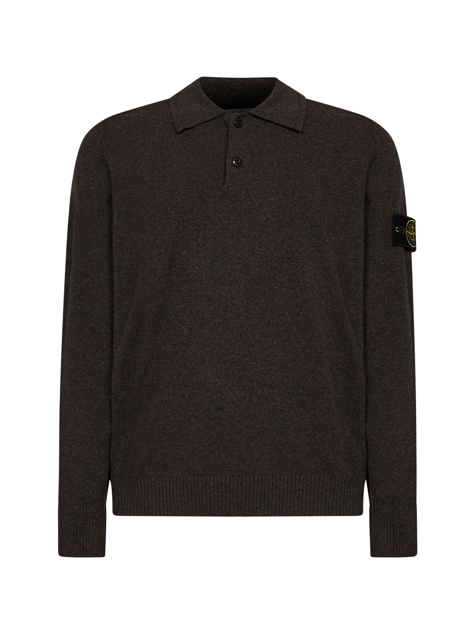 Stone Island Men Melange Lead Lightweight Rws Geelong Wool Polo Shirt STONE ISLAND