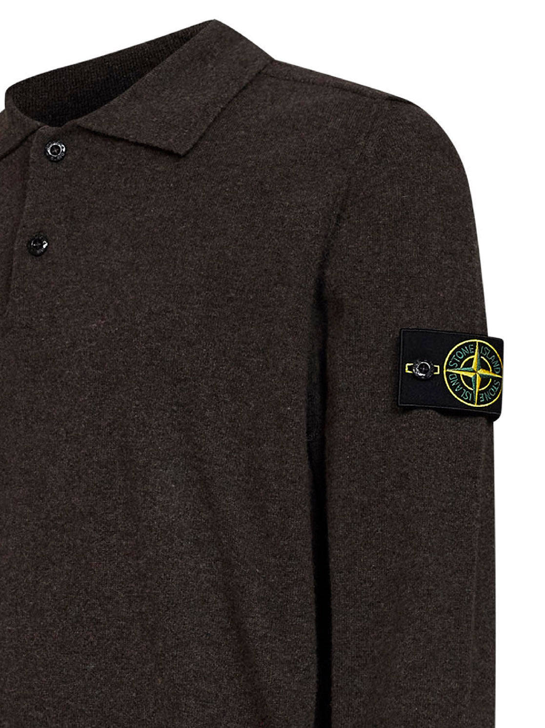 Stone Island Men Melange Lead Lightweight Rws Geelong Wool Polo Shirt STONE ISLAND