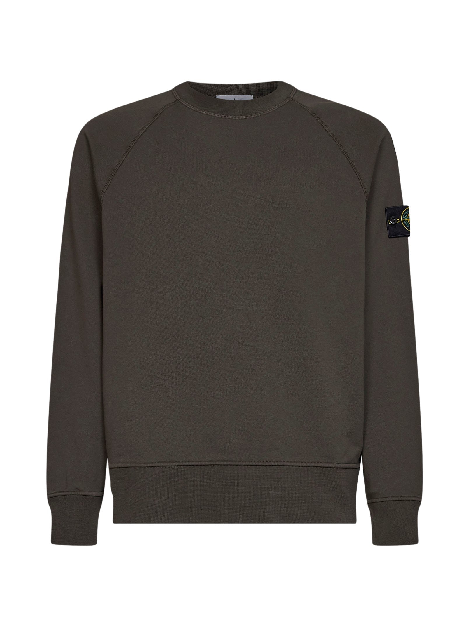 Stone Island Men Coal Grey Cotton Crewneck Sweatshirt STONE ISLAND