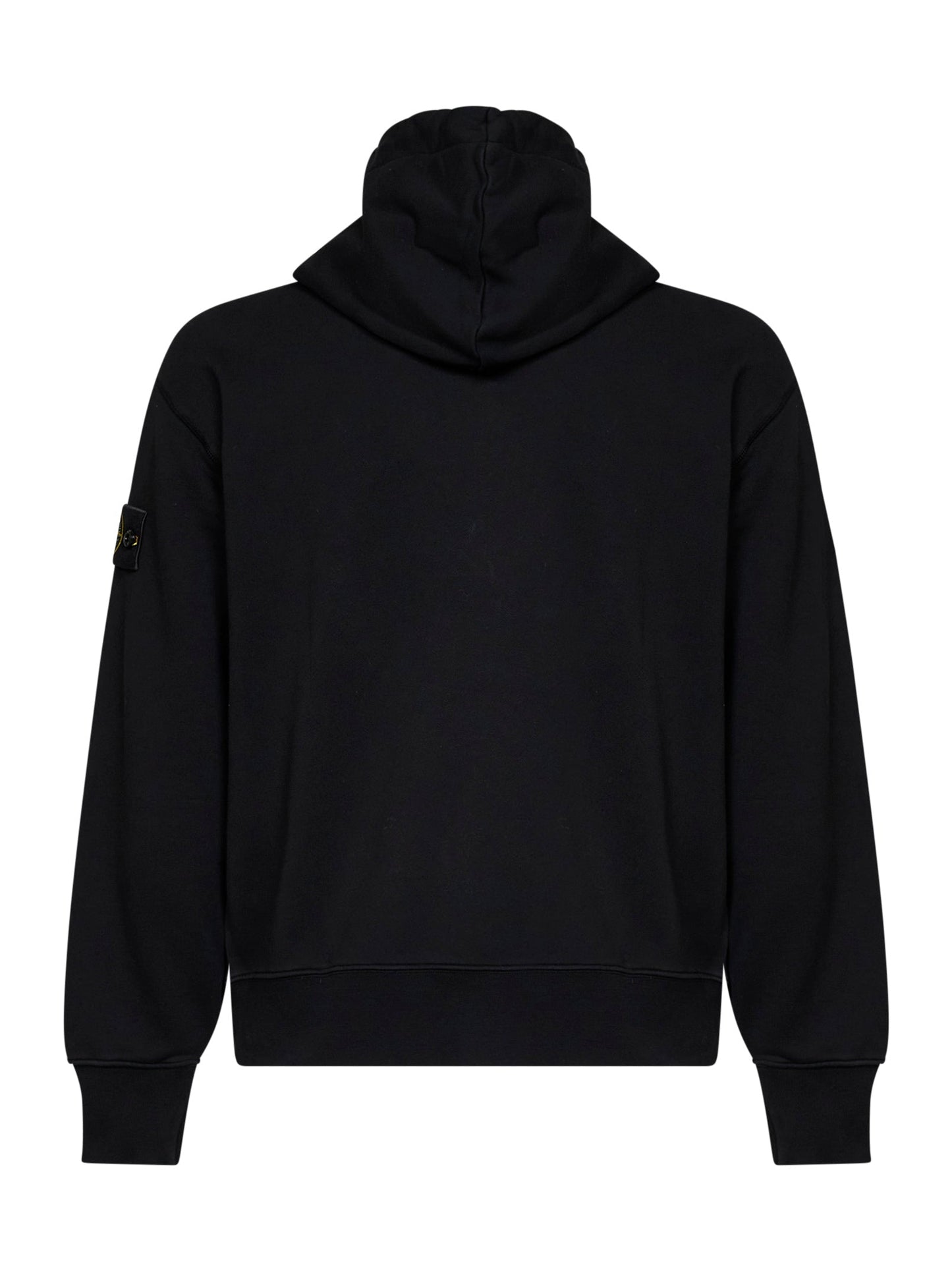 Stone Island Men Black Organic Cotton Zip-Up Hoodie STONE ISLAND