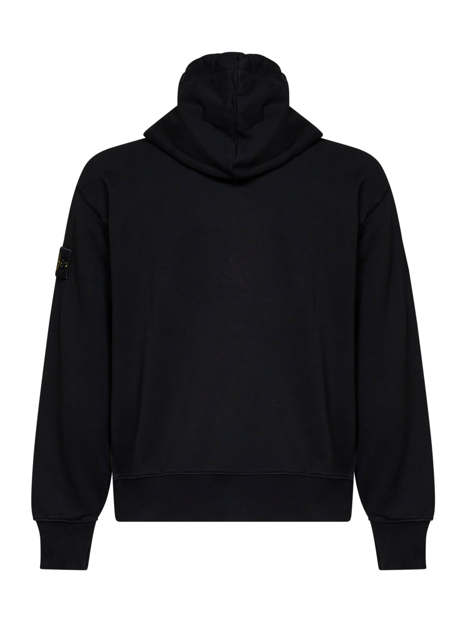 Stone Island Men Black Organic Cotton Zip-Up Hoodie STONE ISLAND