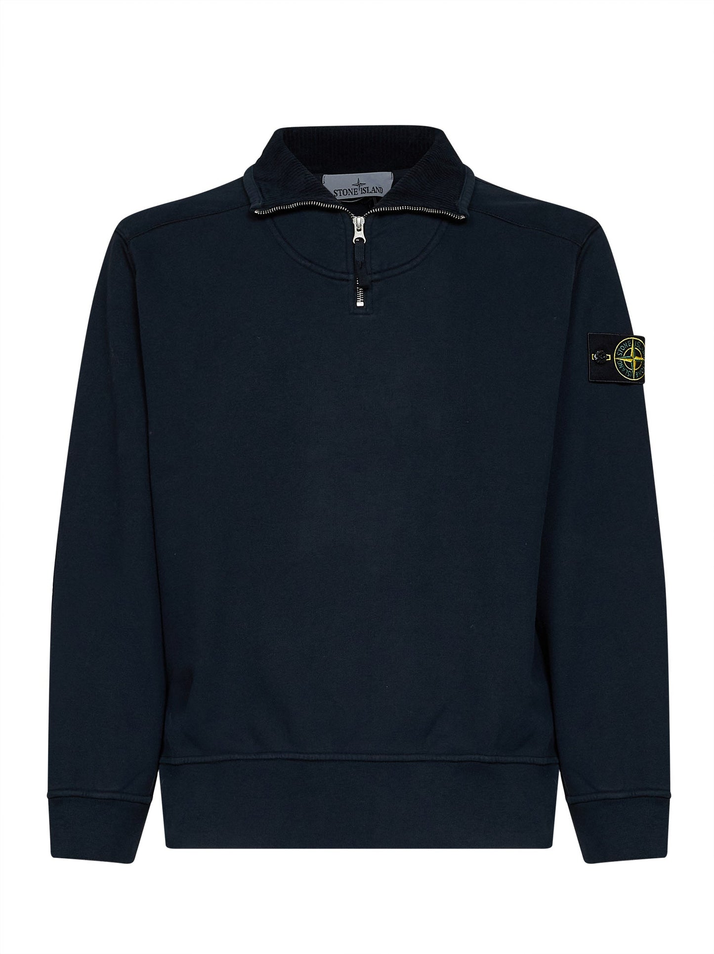 Stone Island Men Blue Brushed Organic Cotton Half-Zip Sweatshirt STONE ISLAND
