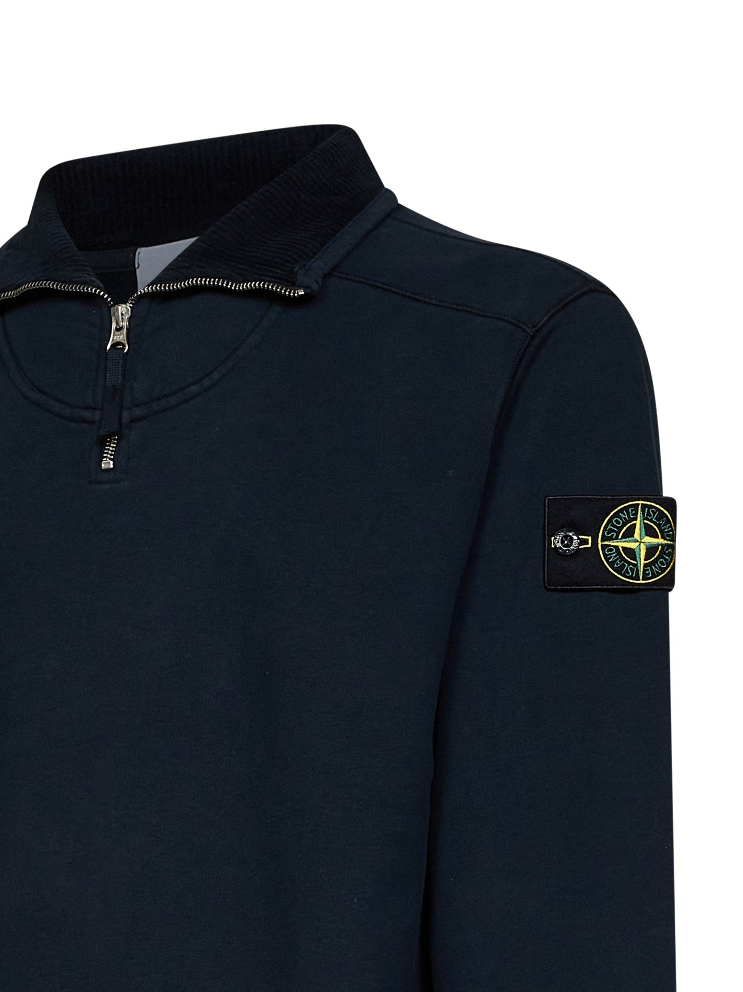 Stone Island Men Blue Brushed Organic Cotton Half-Zip Sweatshirt STONE ISLAND