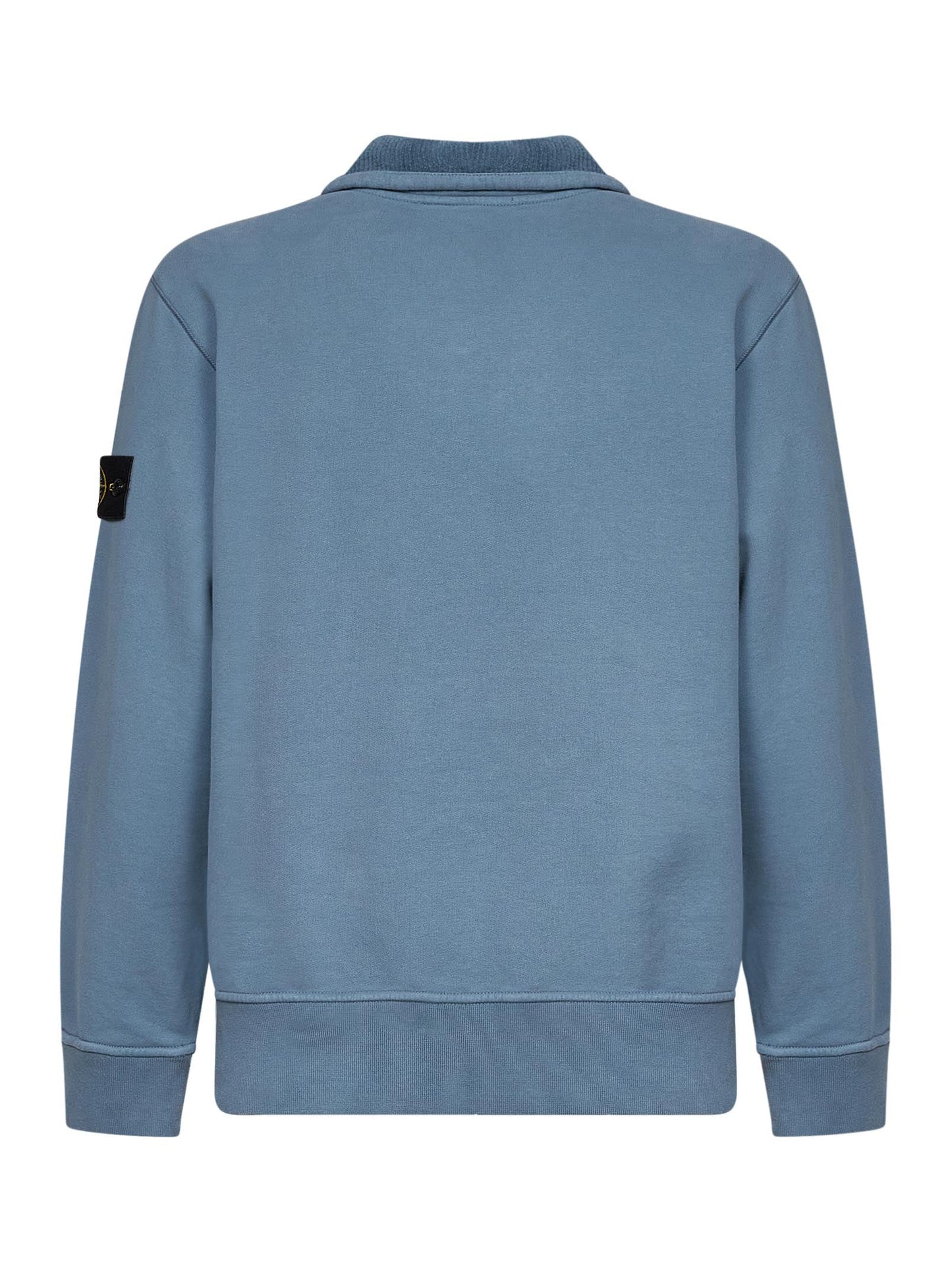 Stone Island Men Steel Blue Brushed Organic Cotton Half-Zip Sweatshirt STONE ISLAND