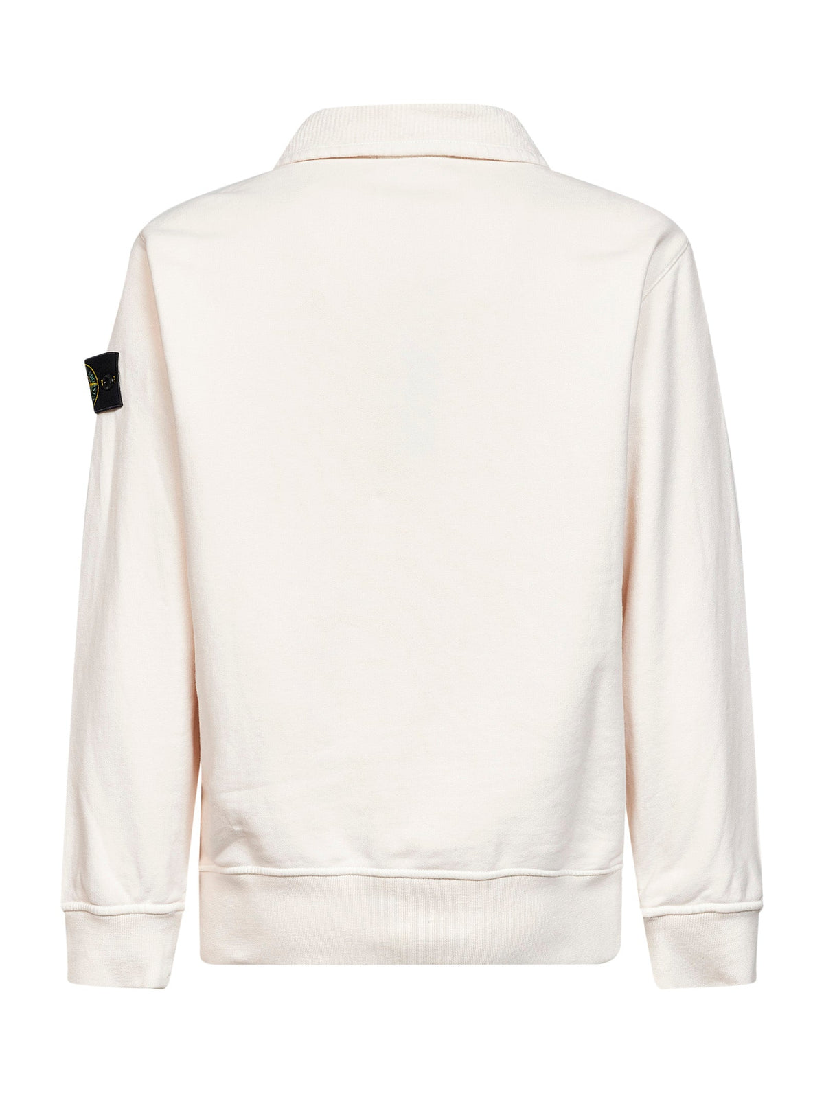 Stone Island Men Ivory Brushed Organic Cotton Half-Zip Sweatshirt STONE ISLAND