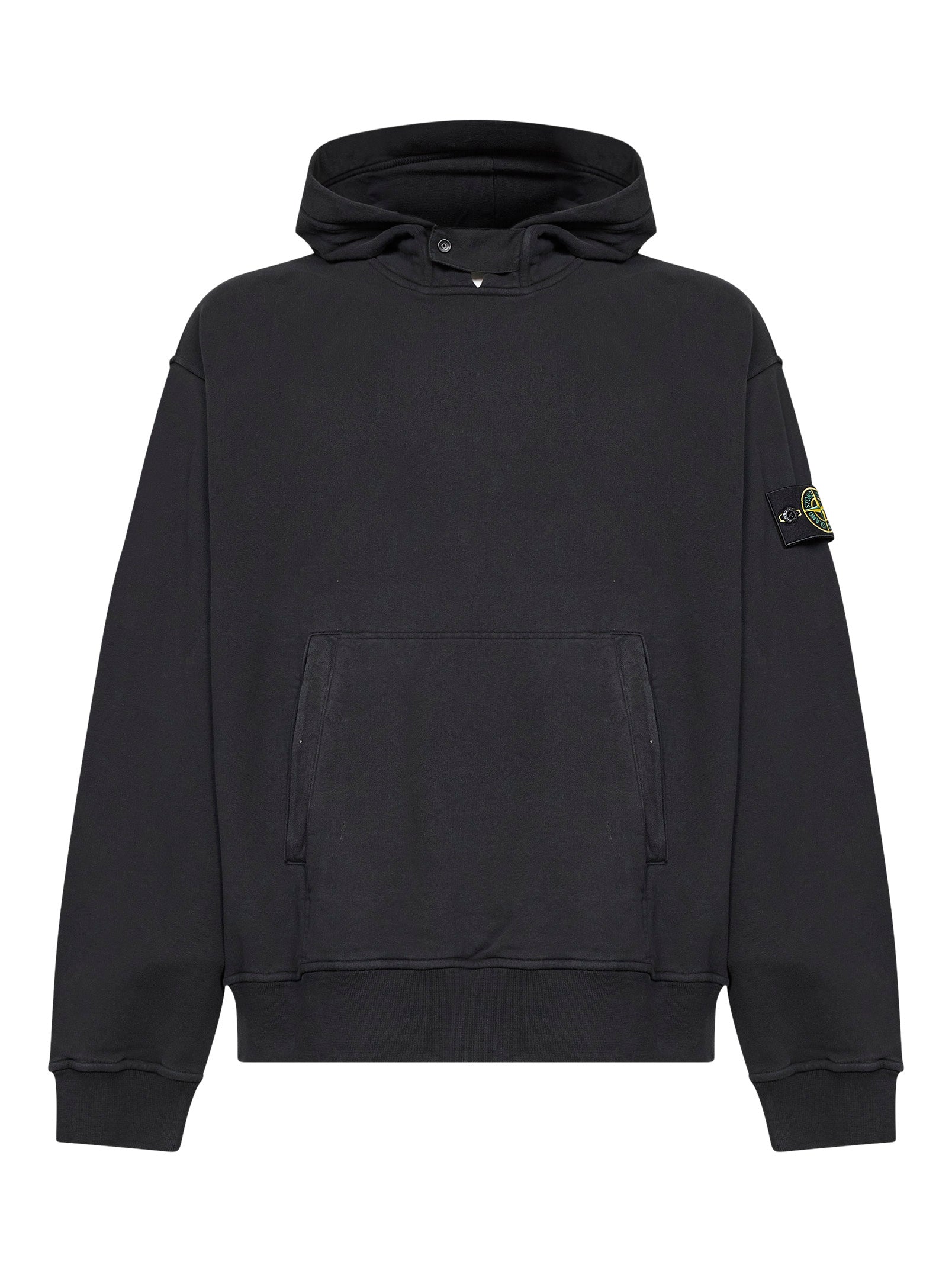 Stone Island Men Black Organic Cotton Hoodie STONE ISLAND