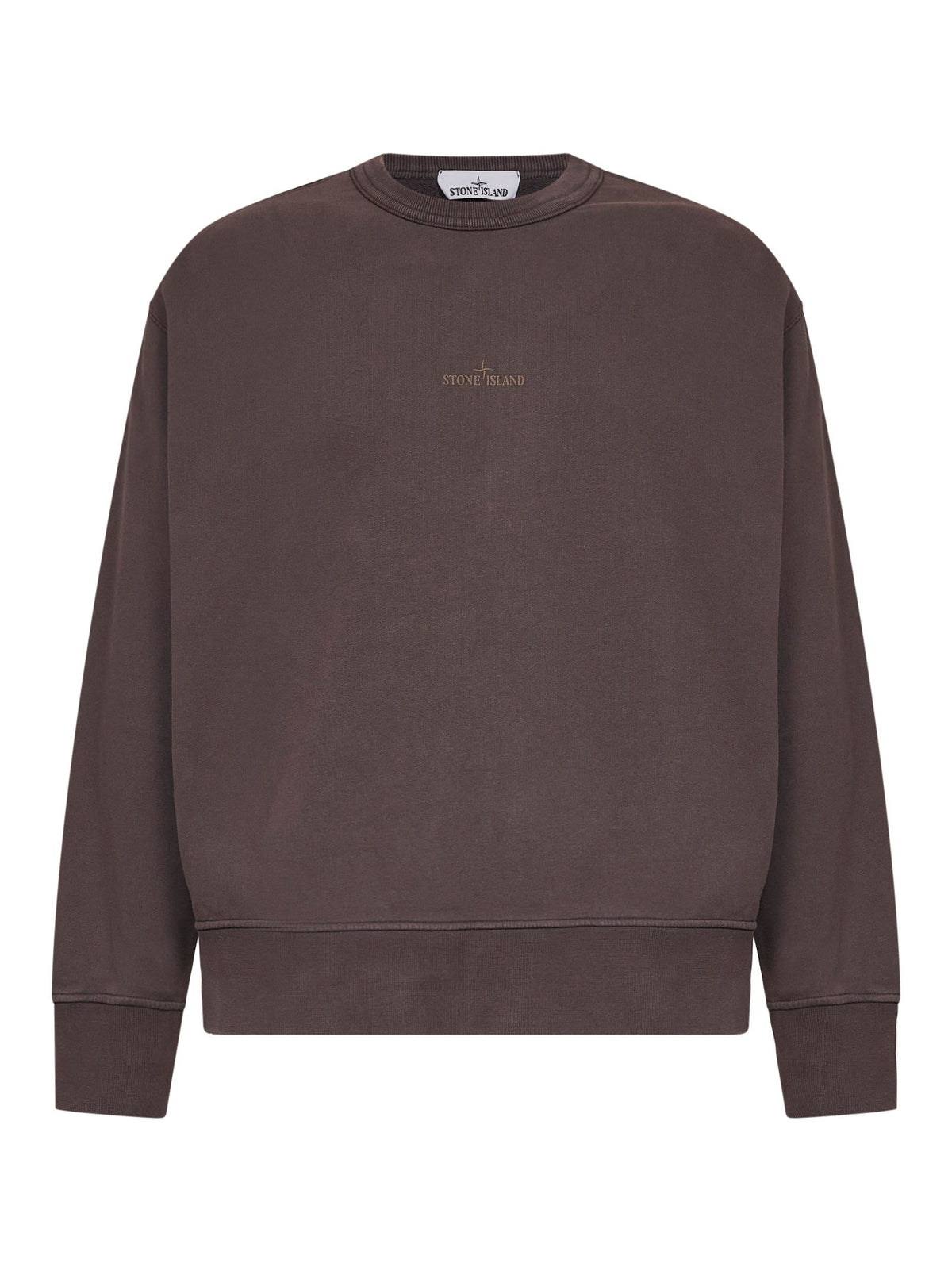 Stone Island Men Dark Burgundy Brushed Organic Cotton Printed Sweatshirt STONE ISLAND