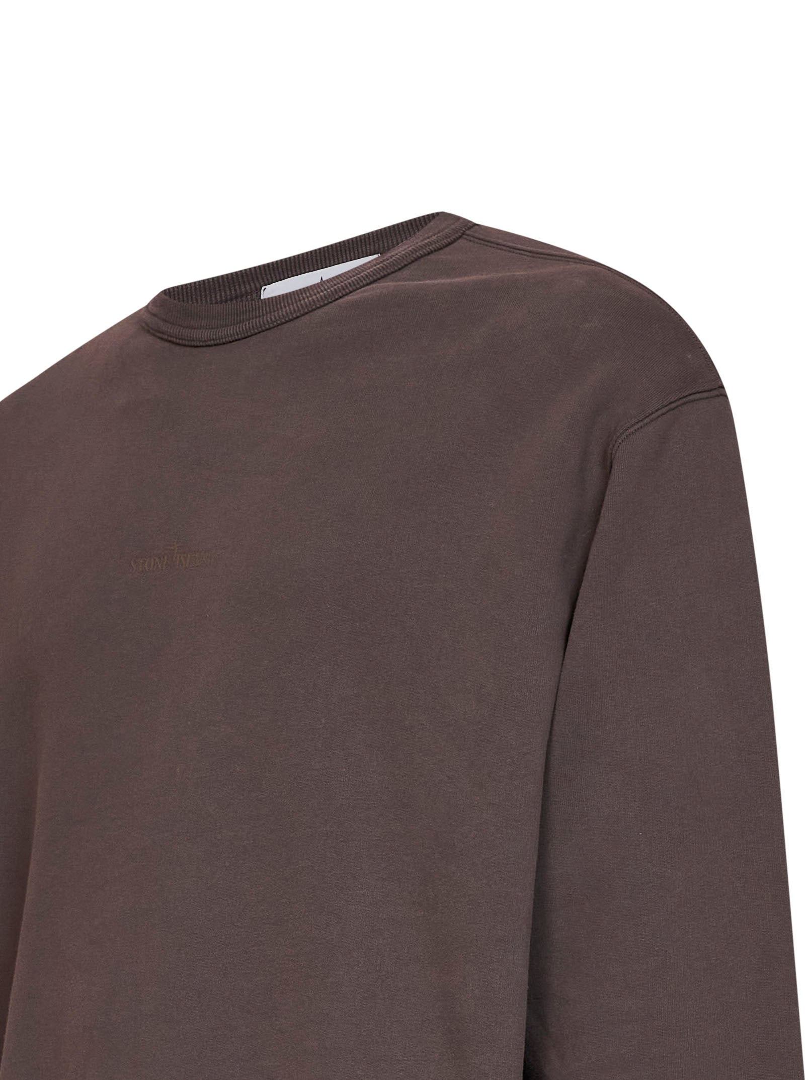 Stone Island Men Dark Burgundy Brushed Organic Cotton Printed Sweatshirt STONE ISLAND