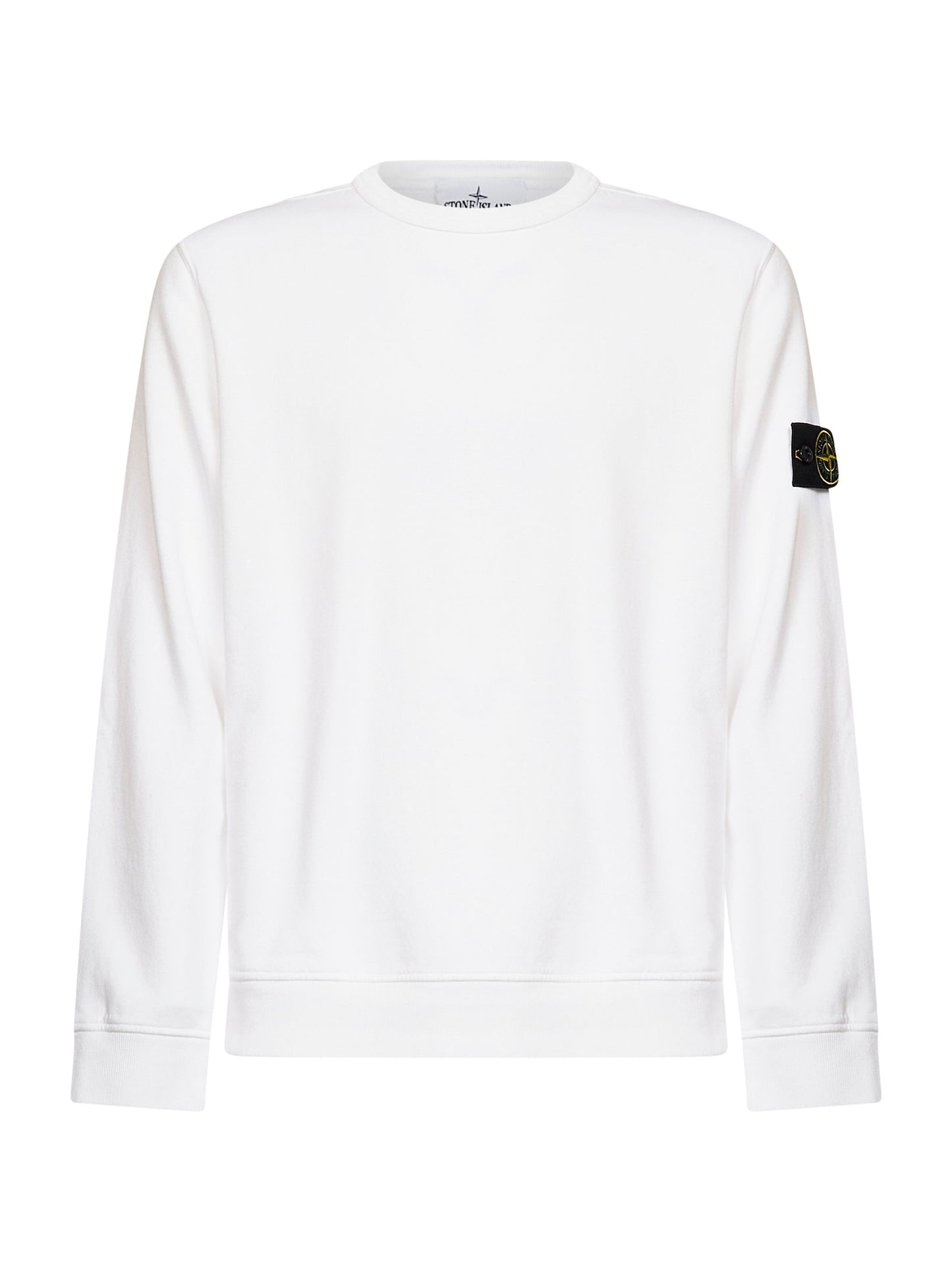 Stone Island Men White Organic Stretch Cotton Crewneck Sweatshirt STONE ISLAND