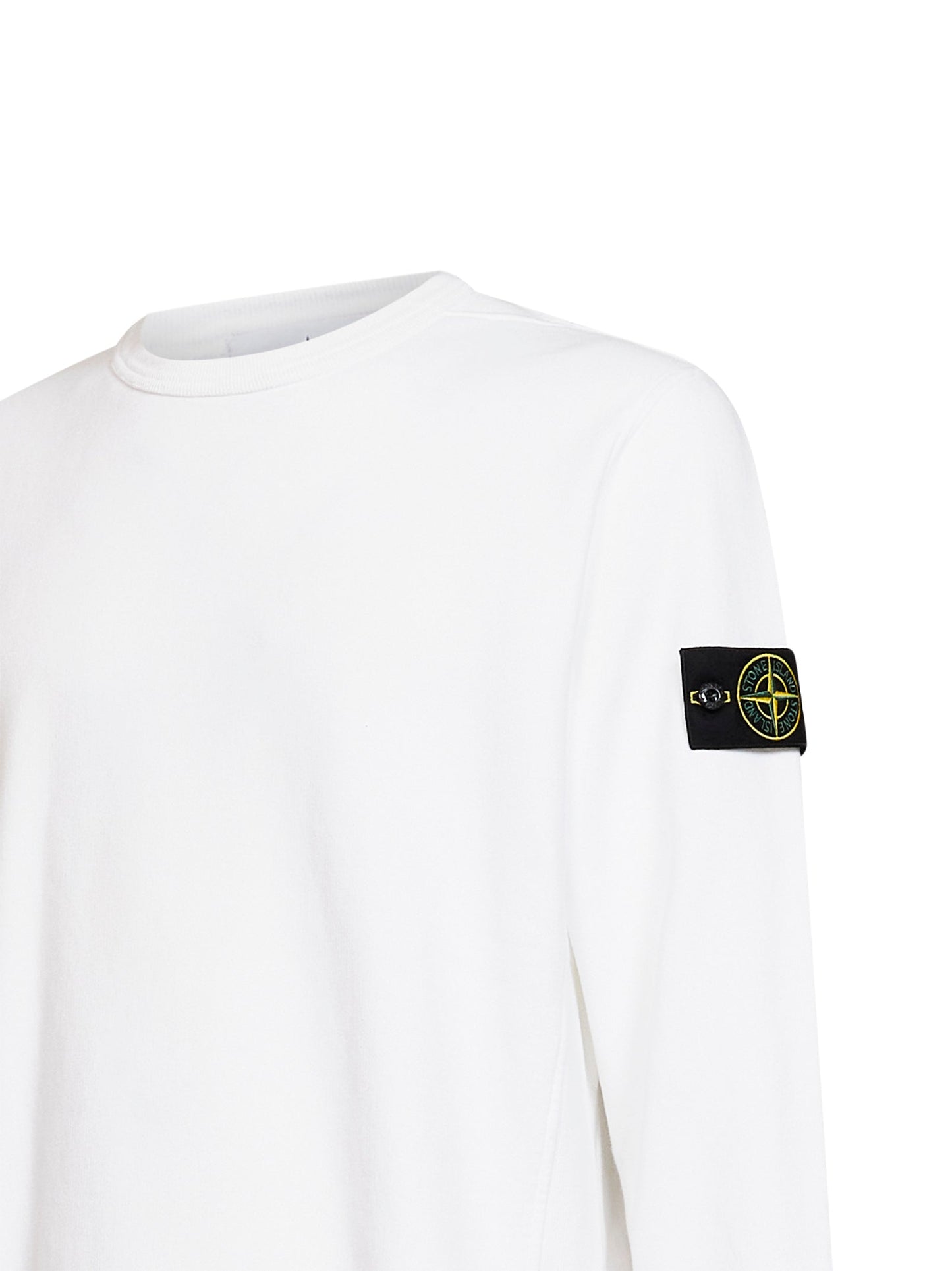 Stone Island Men White Organic Stretch Cotton Crewneck Sweatshirt STONE ISLAND
