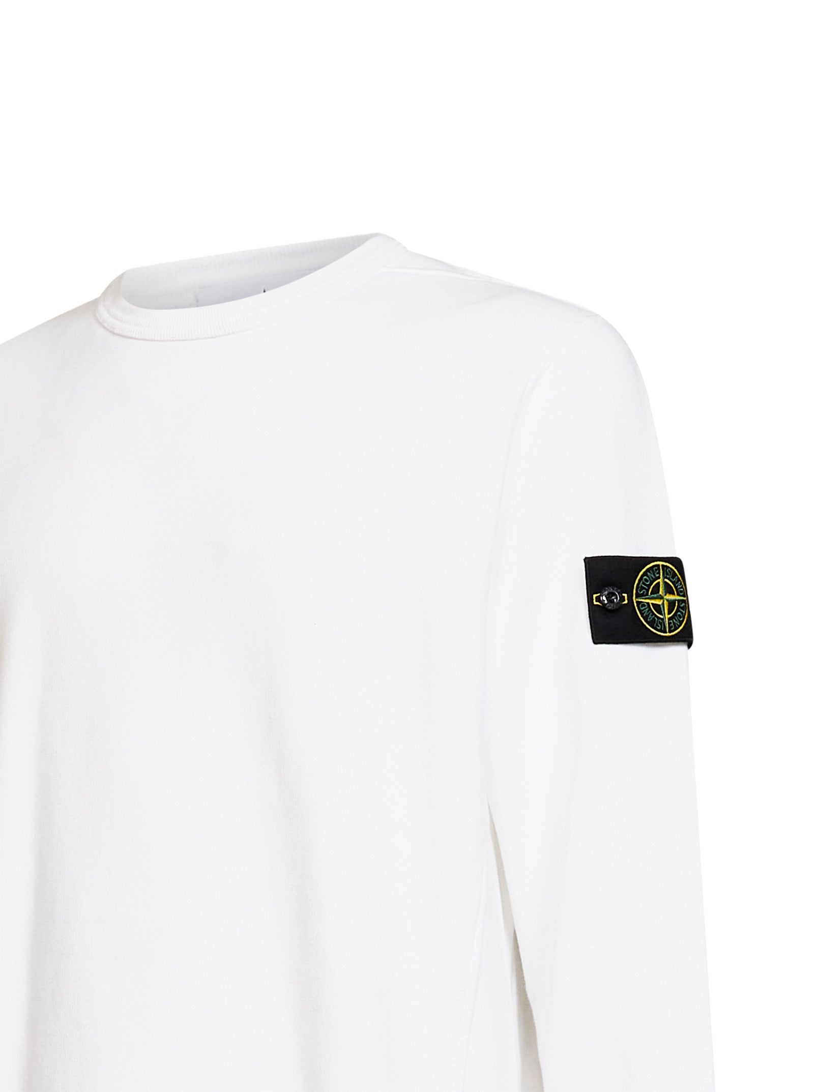 Stone Island Men White Organic Stretch Cotton Crewneck Sweatshirt STONE ISLAND
