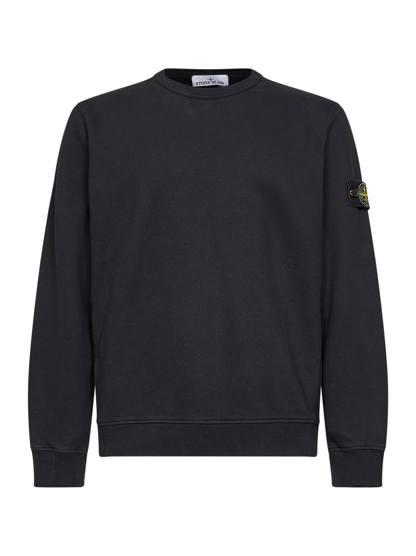 Stone Island Men Black Organic Stretch Cotton Crewneck Sweatshirt STONE ISLAND