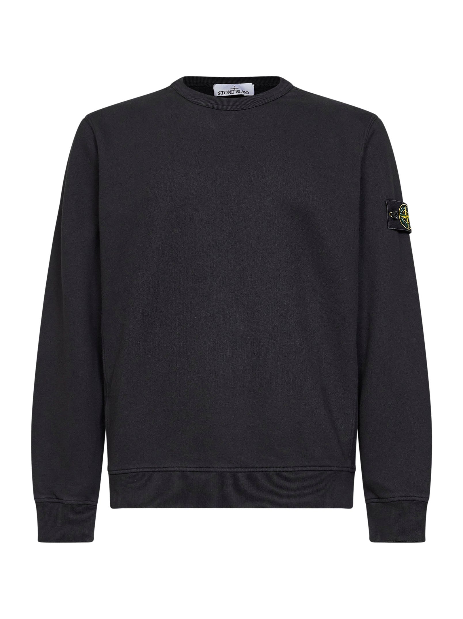 Stone Island Men Black Organic Stretch Cotton Crewneck Sweatshirt STONE ISLAND