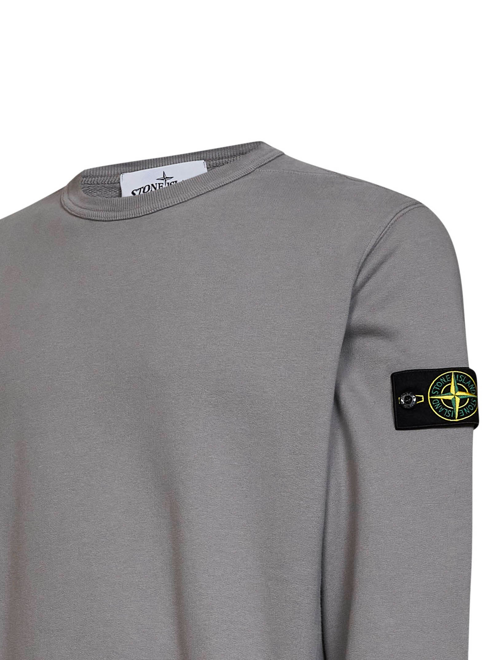 Stone Island Men Grey Organic Stretch Cotton Crewneck Sweatshirt STONE ISLAND
