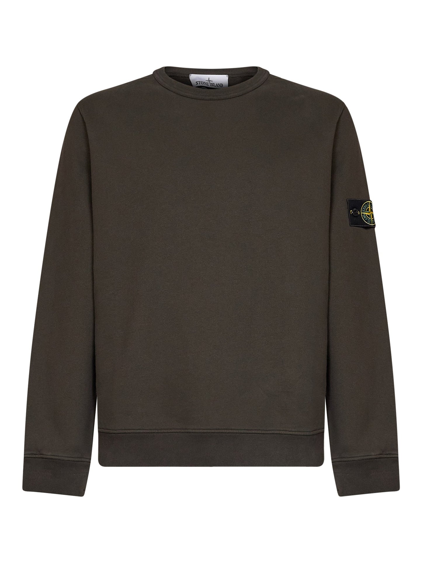 Stone Island Men Coal Grey Organic Stretch Cotton Crewneck Sweatshirt STONE ISLAND
