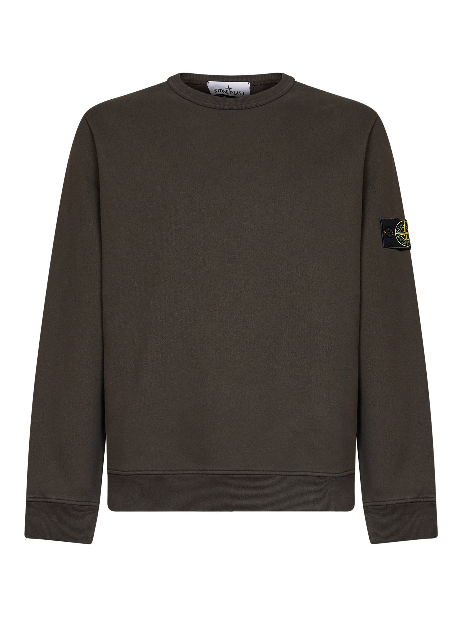 Stone Island Men Coal Grey Organic Stretch Cotton Crewneck Sweatshirt STONE ISLAND