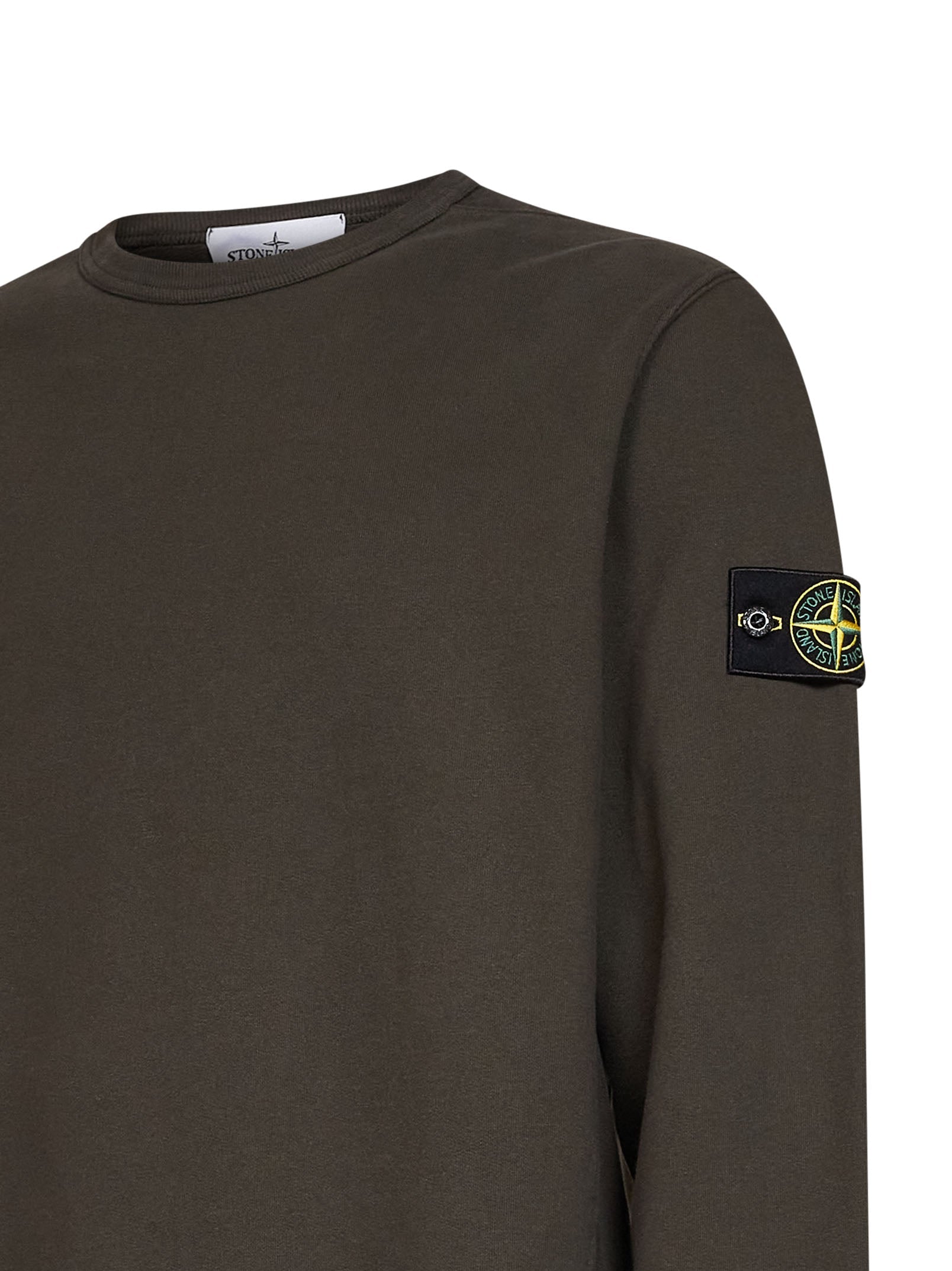 Stone Island Men Coal Grey Organic Stretch Cotton Crewneck Sweatshirt STONE ISLAND