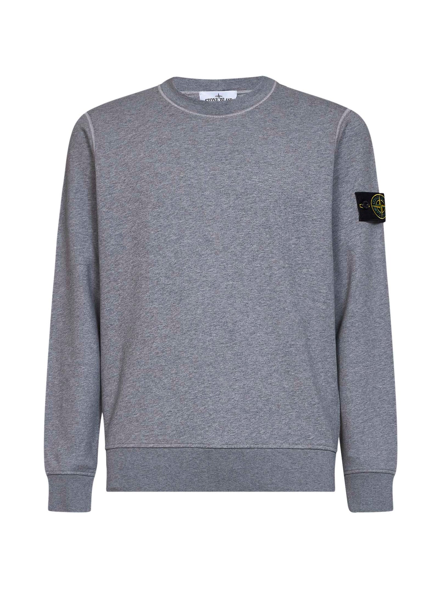 Stone Island Men Melange Grey Melange Organic Cotton Crewneck Sweatshirt STONE ISLAND
