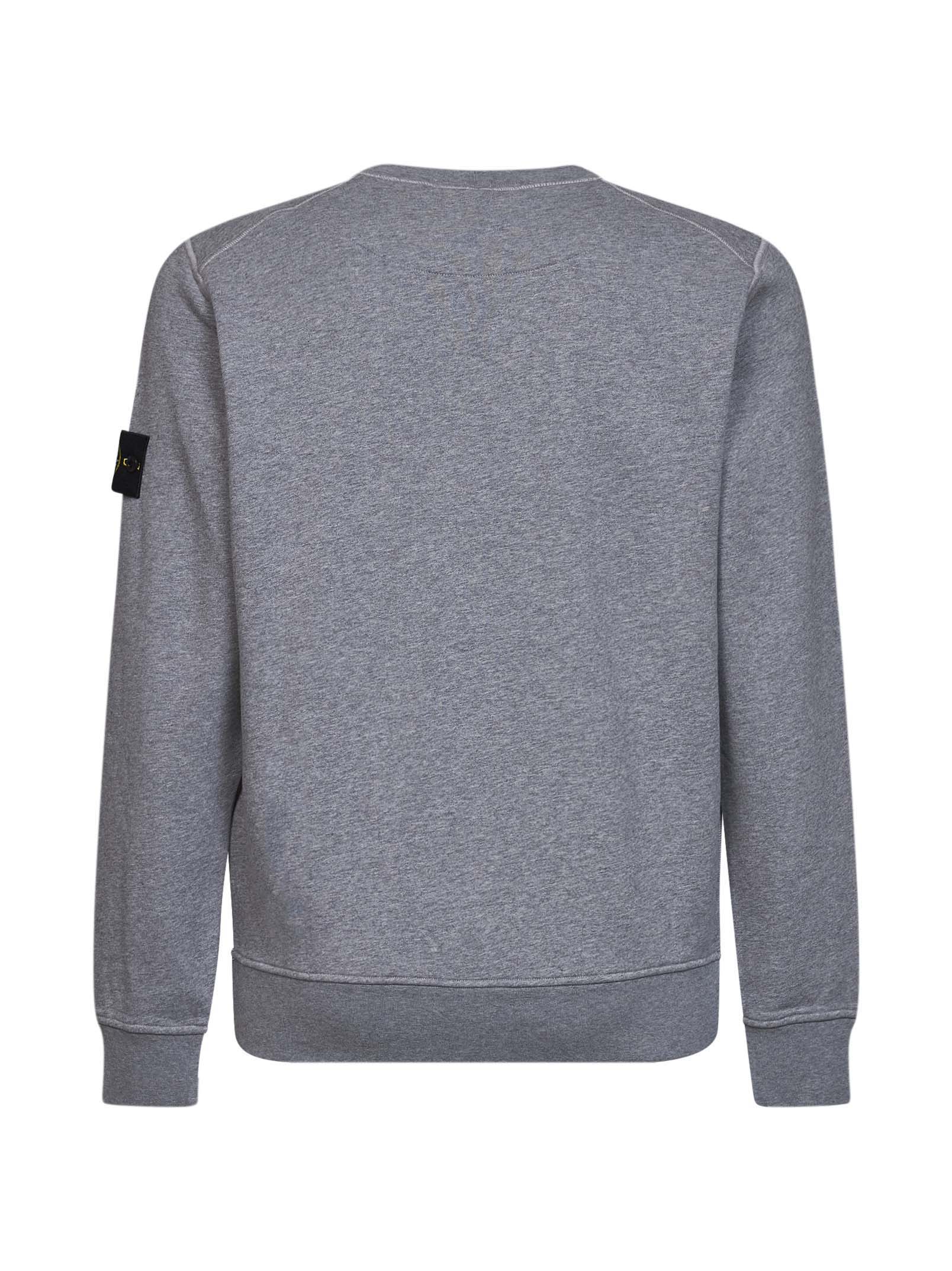 Stone Island Men Melange Grey Melange Organic Cotton Crewneck Sweatshirt STONE ISLAND