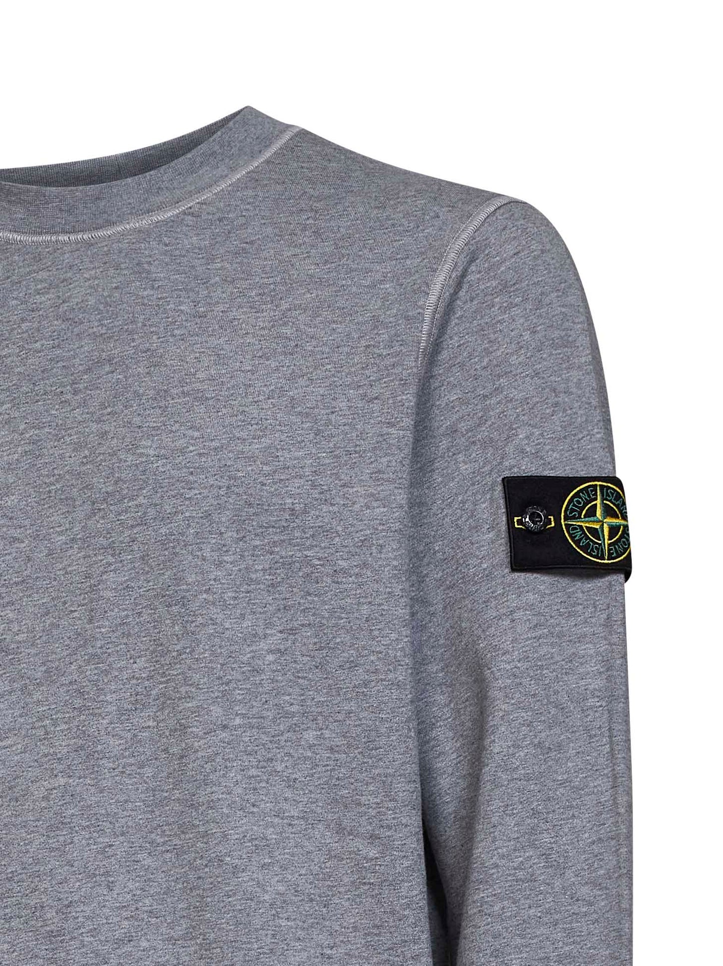 Stone Island Men Melange Grey Melange Organic Cotton Crewneck Sweatshirt STONE ISLAND