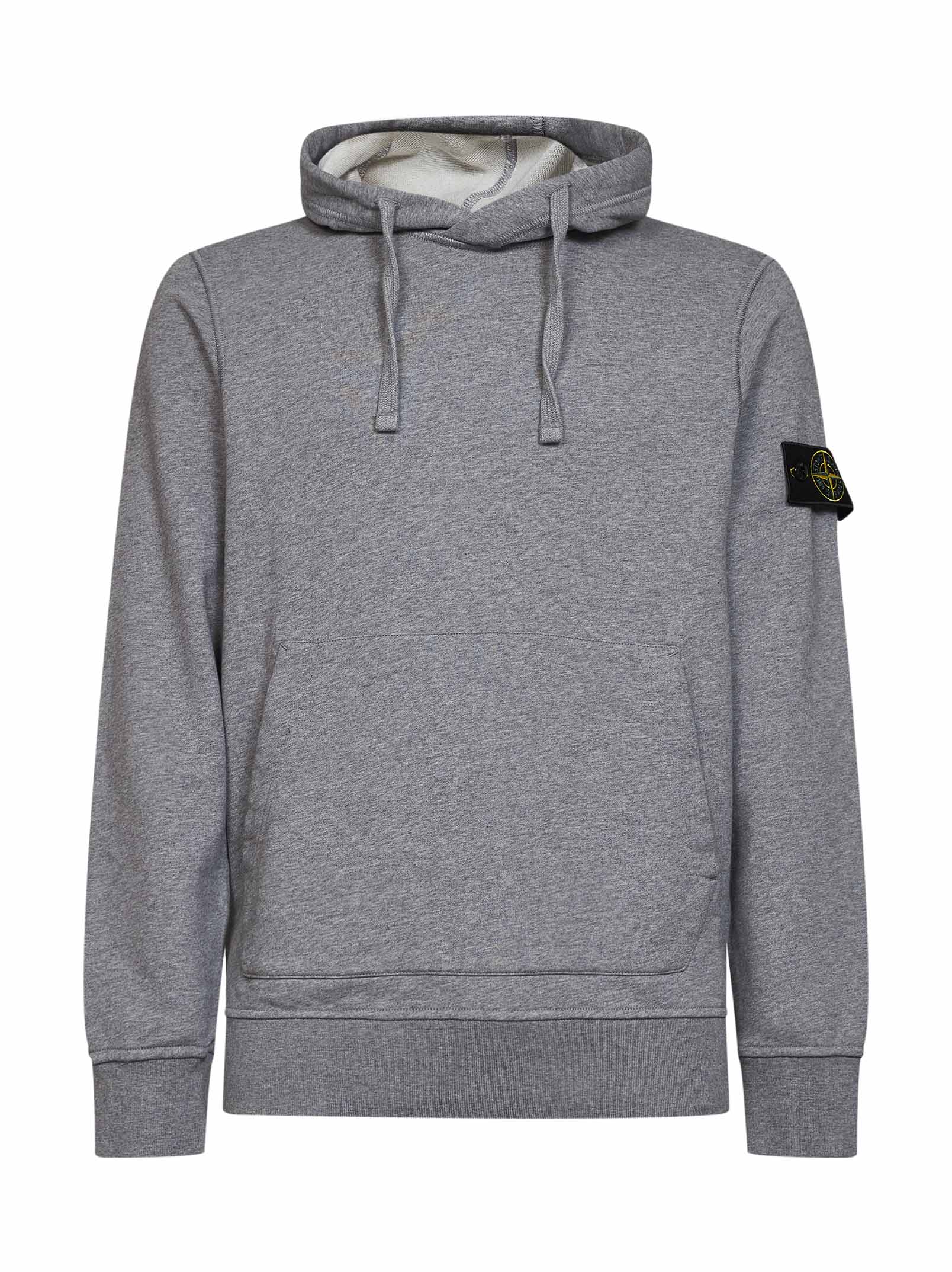 Stone Island Men Mélange Grey Mélange Organic Cotton Hoodie STONE ISLAND