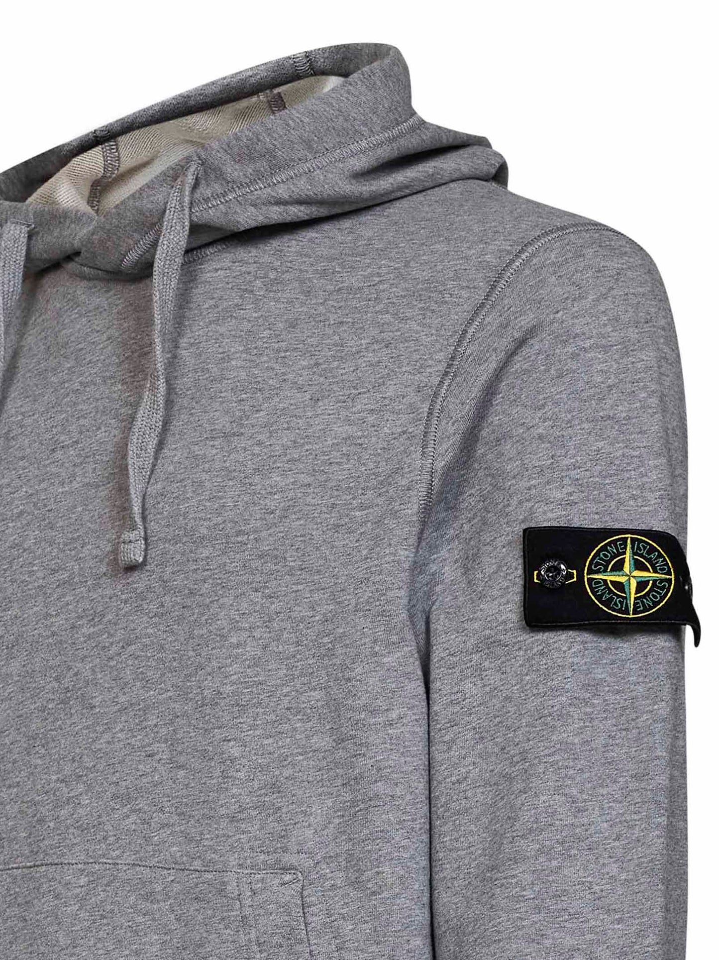 Stone Island Men Mélange Grey Mélange Organic Cotton Hoodie STONE ISLAND