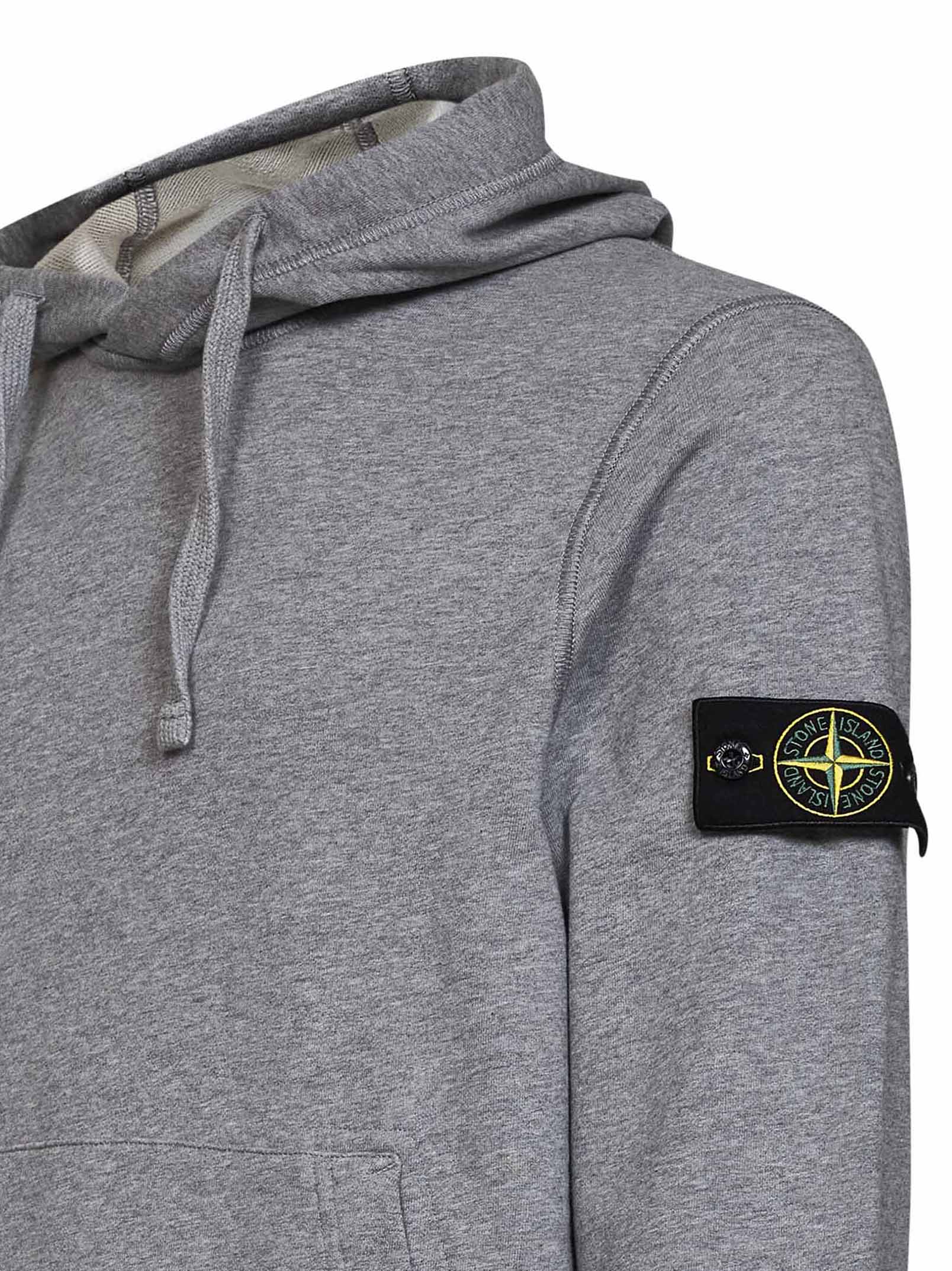 Stone Island Men Mélange Grey Mélange Organic Cotton Hoodie STONE ISLAND