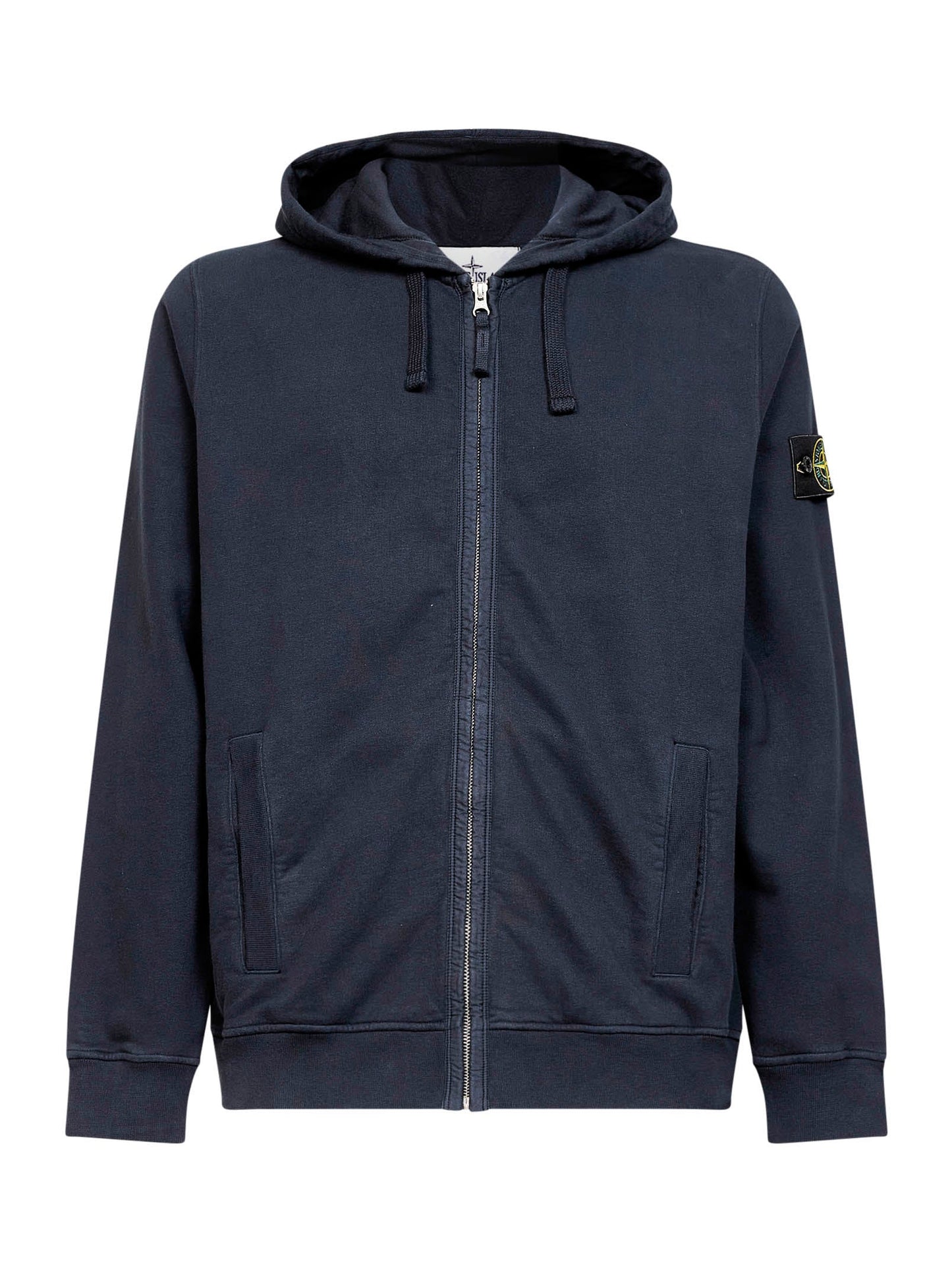 Stone Island Men Blue Organic Cotton Zip-Up Hoodie STONE ISLAND