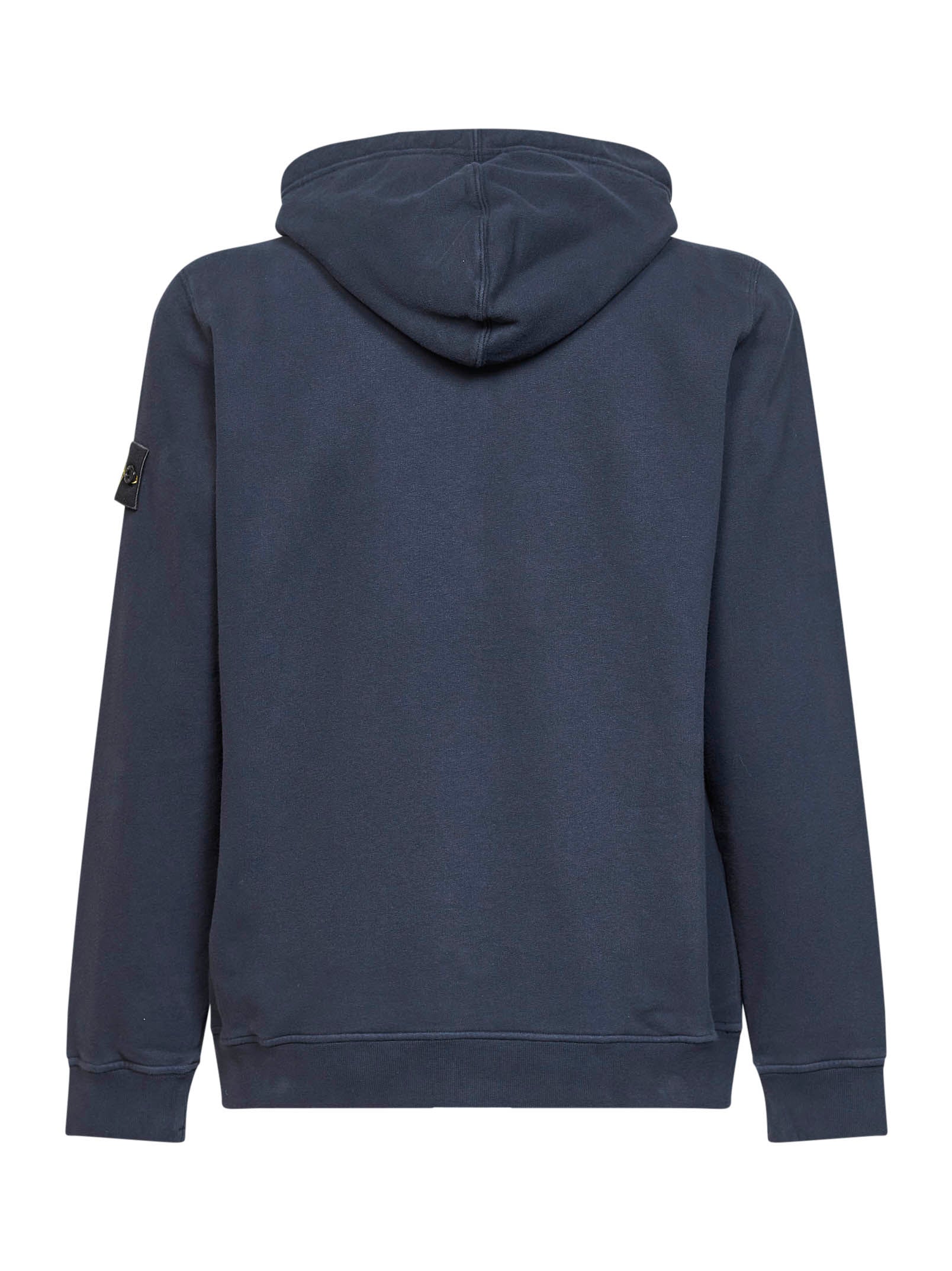 Stone Island Men Blue Organic Cotton Zip-Up Hoodie STONE ISLAND
