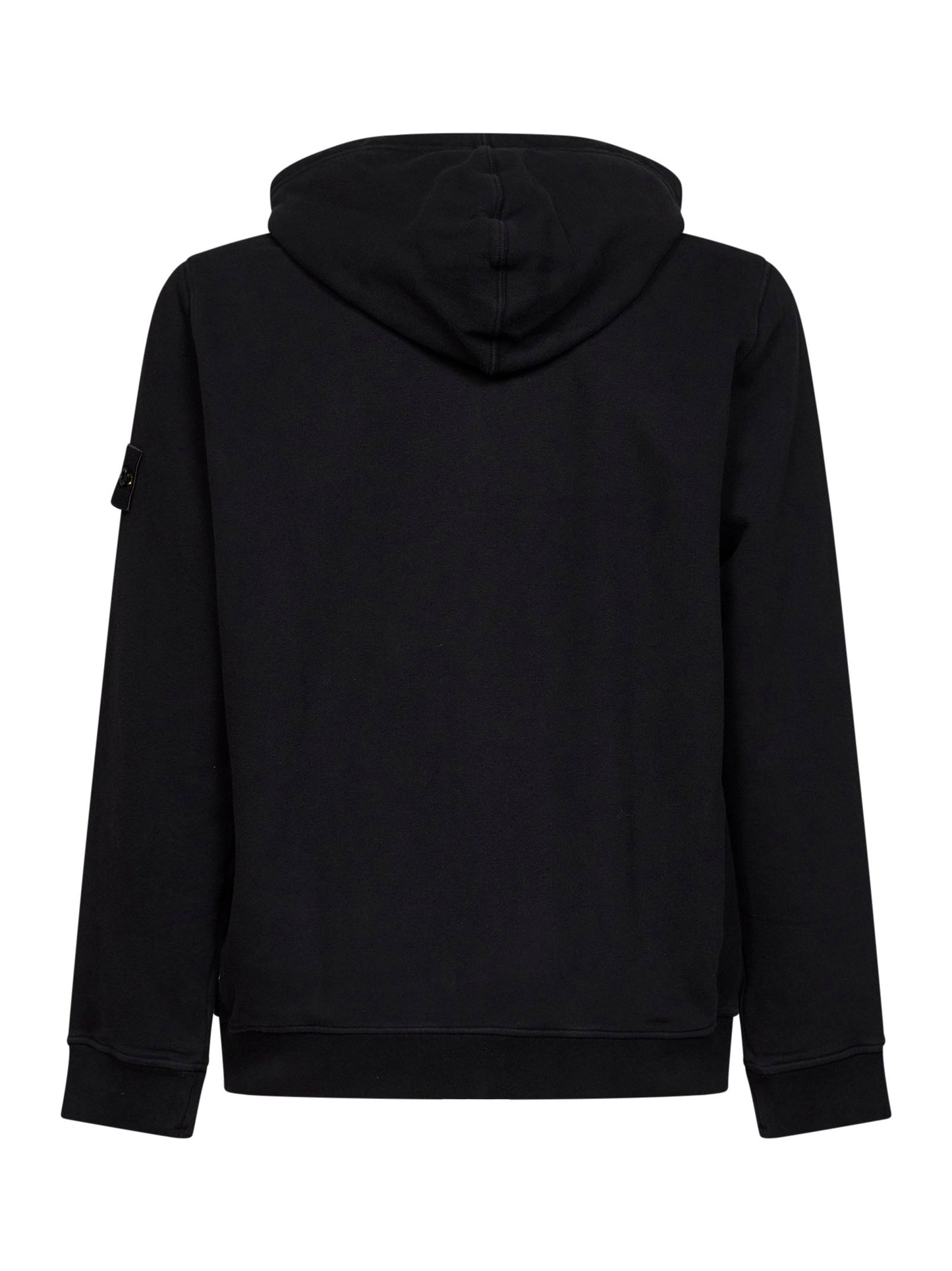 Stone Island Men Black Organic Cotton Zip-Up Hoodie STONE ISLAND