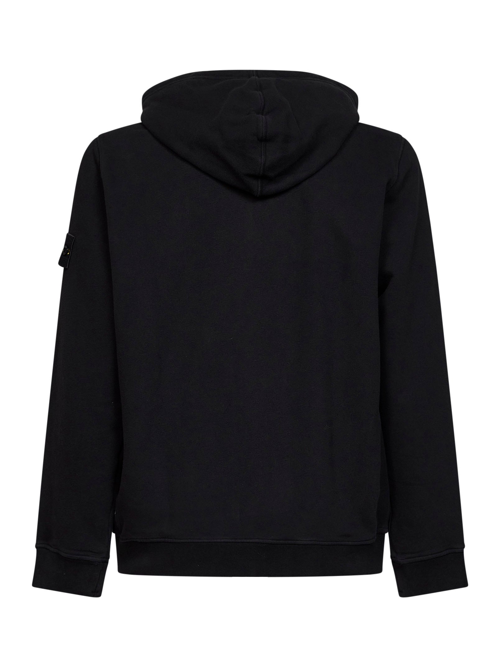 Stone Island Men Black Organic Cotton Zip-Up Hoodie STONE ISLAND