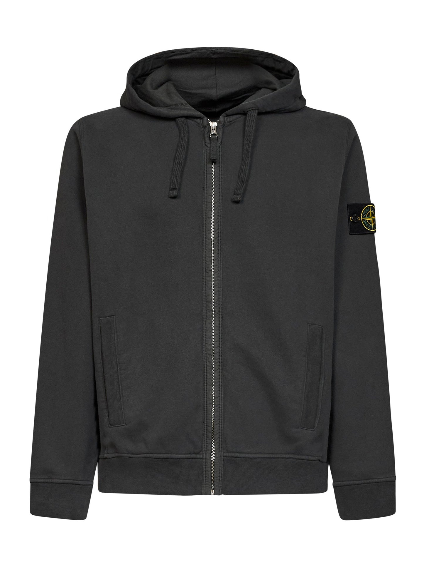 Stone Island Men Lead Grey Organic Cotton Zip-Up Hoodie STONE ISLAND