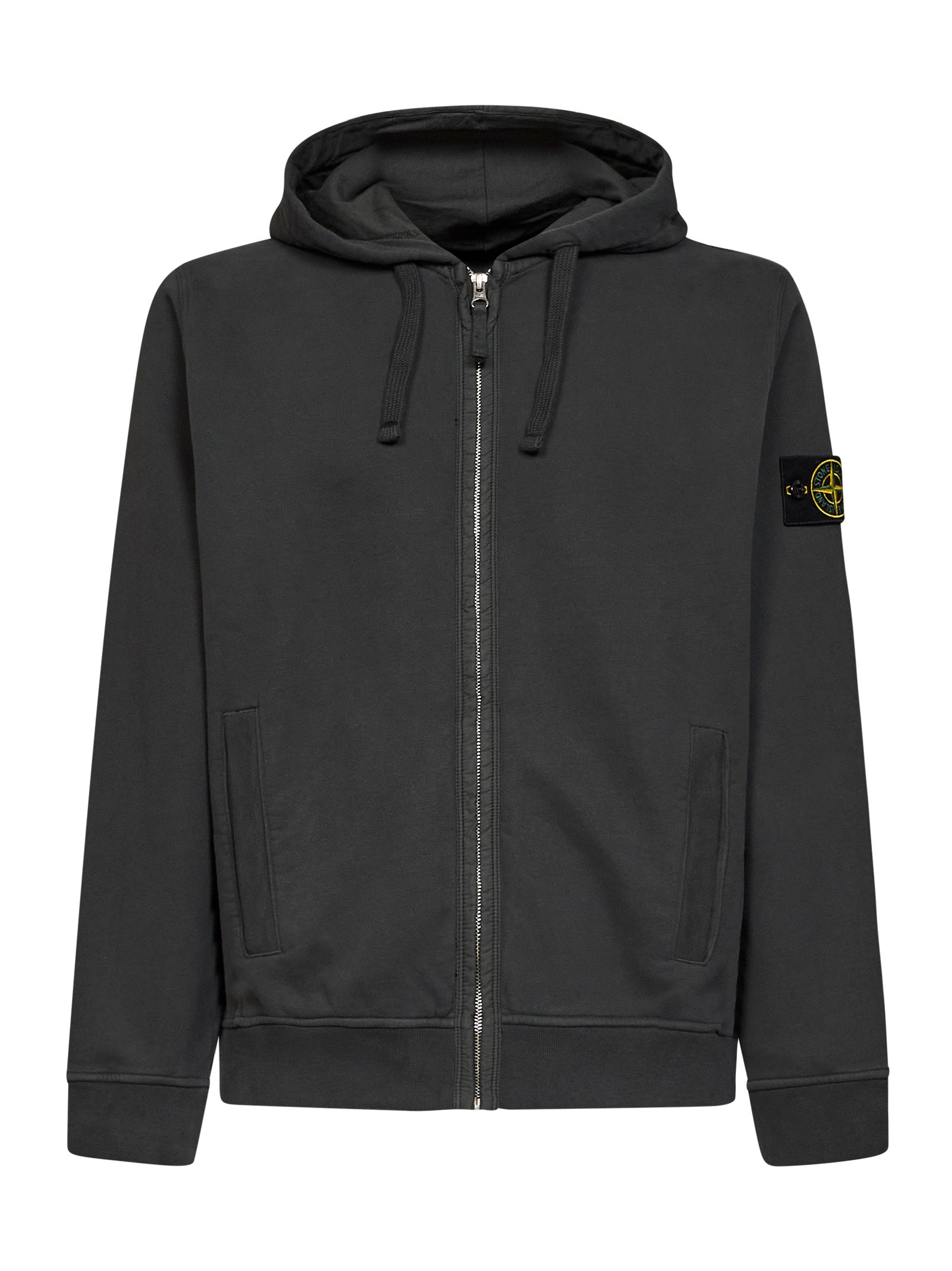 Stone Island Men Lead Grey Organic Cotton Zip-Up Hoodie STONE ISLAND