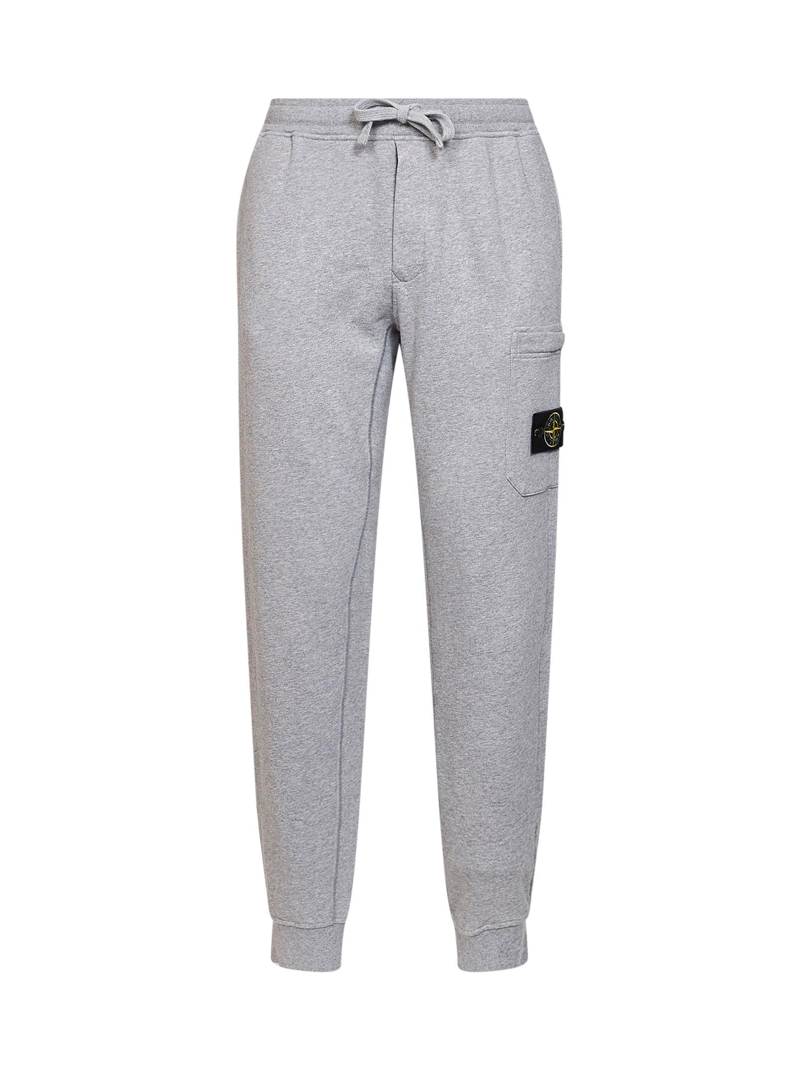 Stone Island Men Grey Mélange Organic Cotton Fleece Joggers STONE ISLAND