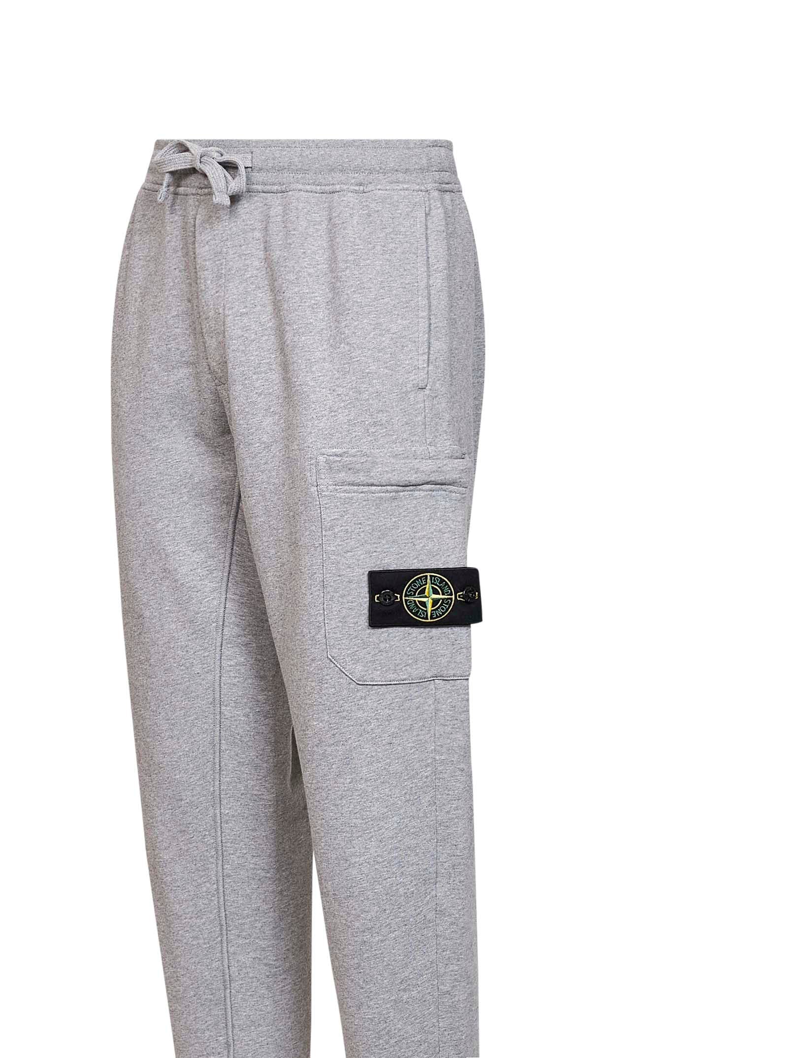 Stone Island Men Grey Mélange Organic Cotton Fleece Joggers STONE ISLAND