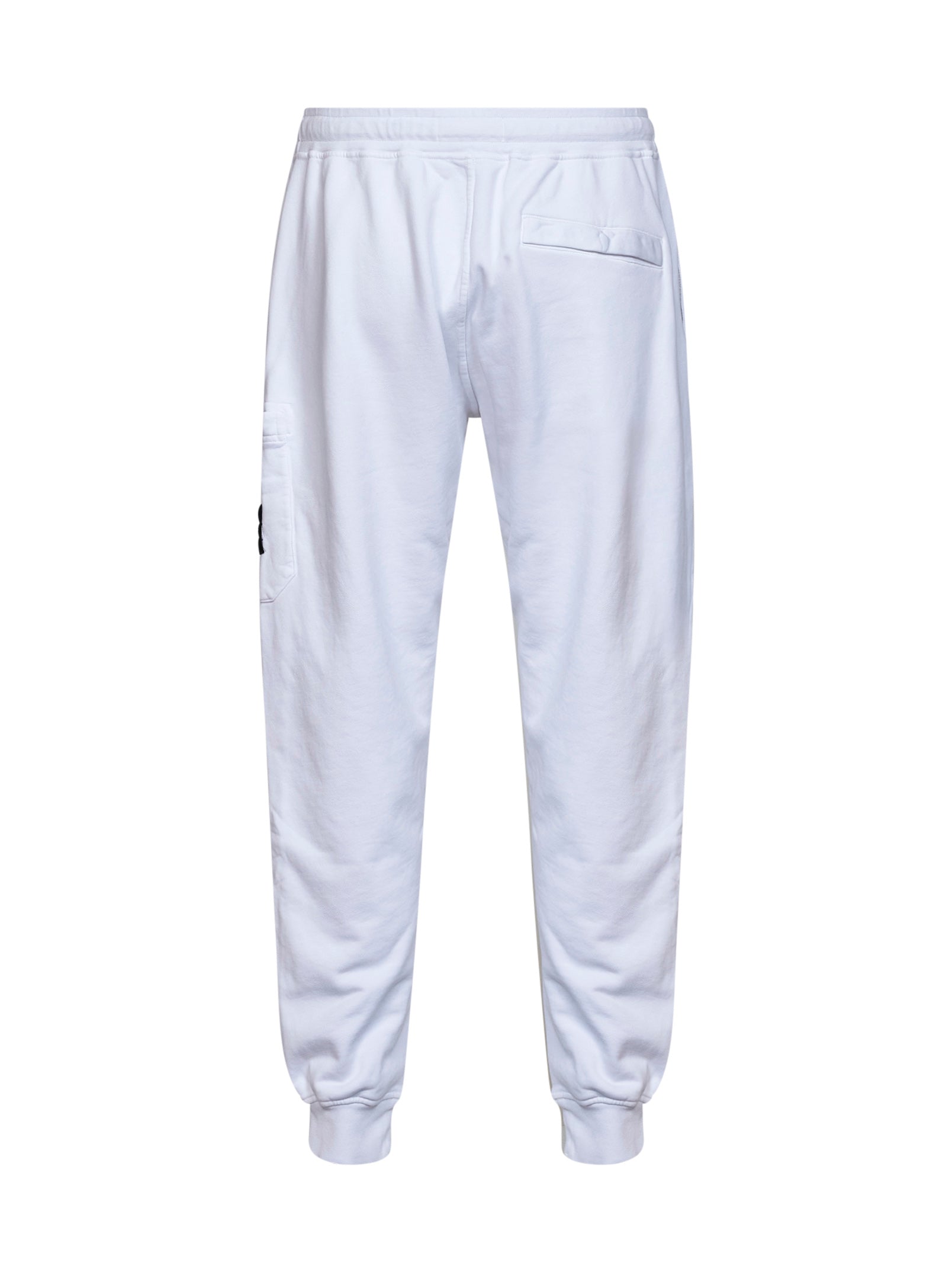 Stone Island Men White Organic Cotton Fleece Cargo Joggers STONE ISLAND