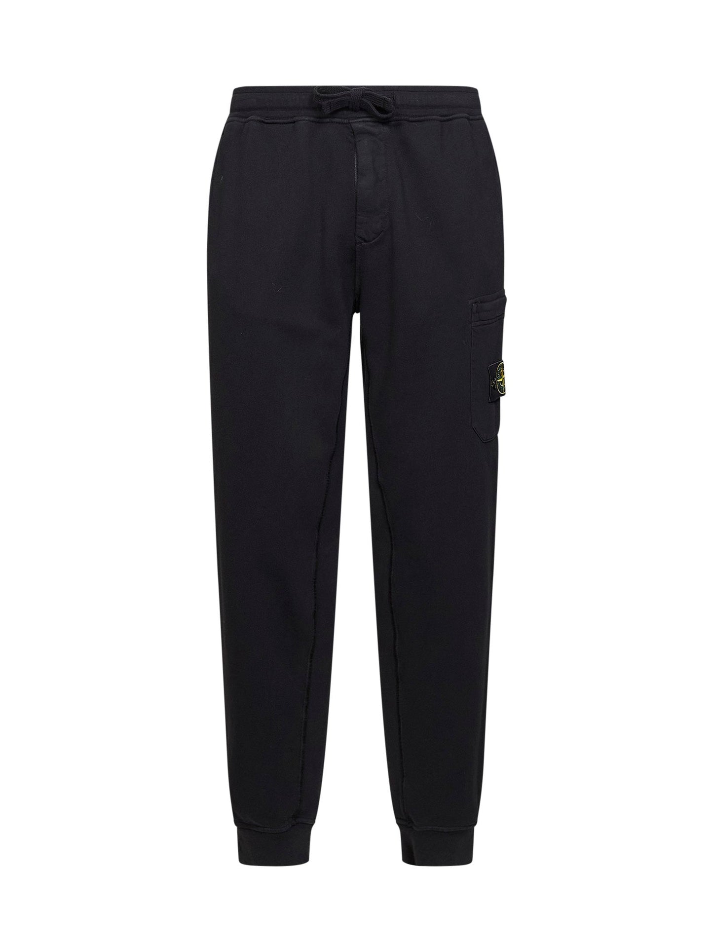 Stone Island Men Black Organic Cotton Fleece Cargo Joggers STONE ISLAND
