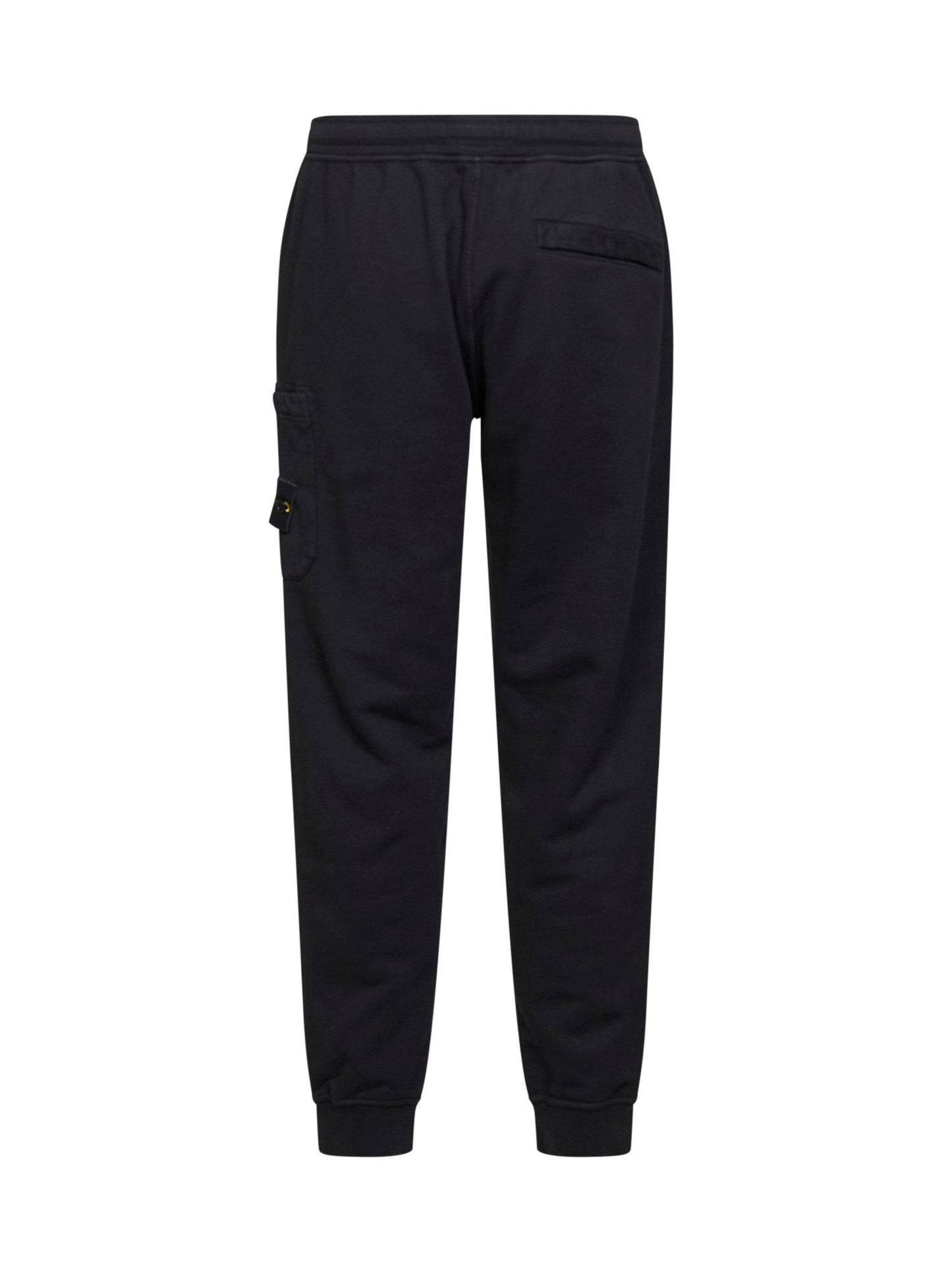 Stone Island Men Black Organic Cotton Fleece Cargo Joggers STONE ISLAND