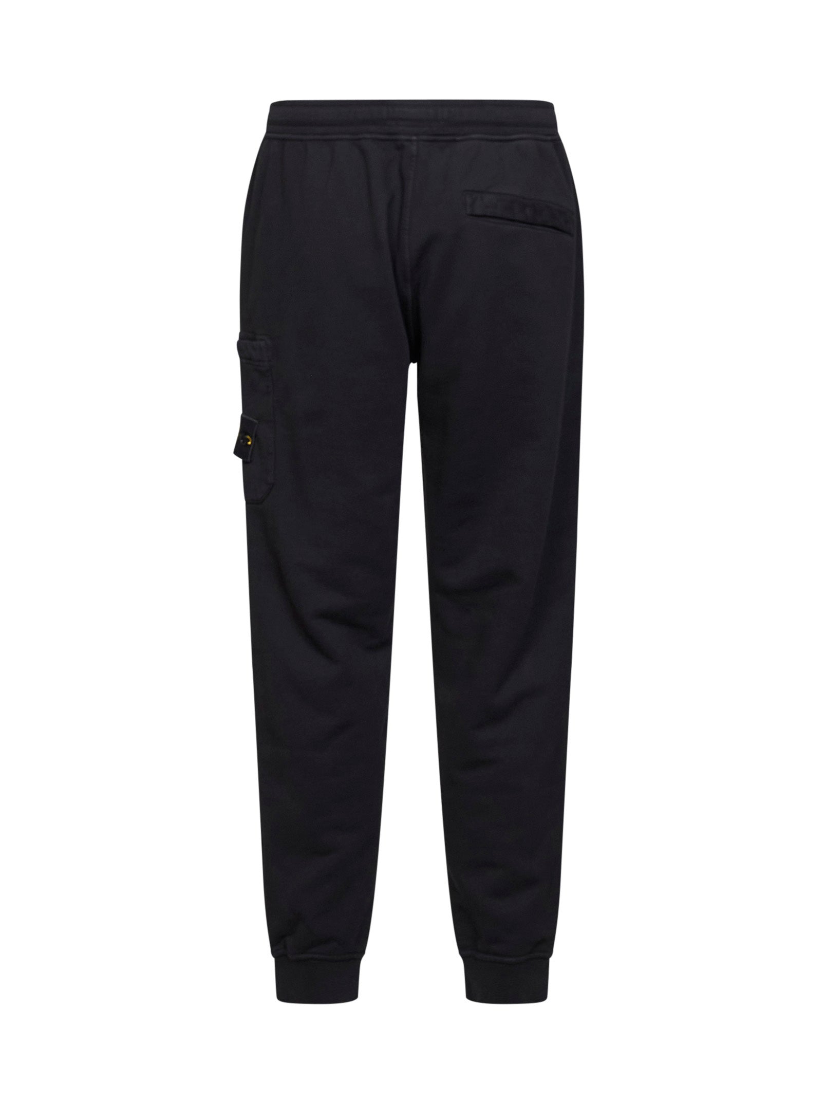 Stone Island Men Black Organic Cotton Fleece Cargo Joggers STONE ISLAND