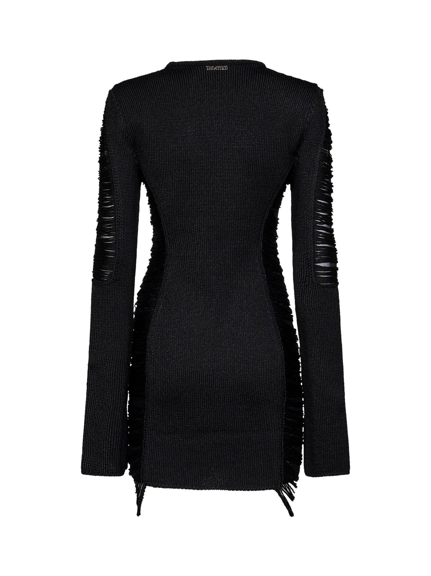 The Attico Women Black Fringed Viscose Knit Mini Dress THE ATTICO