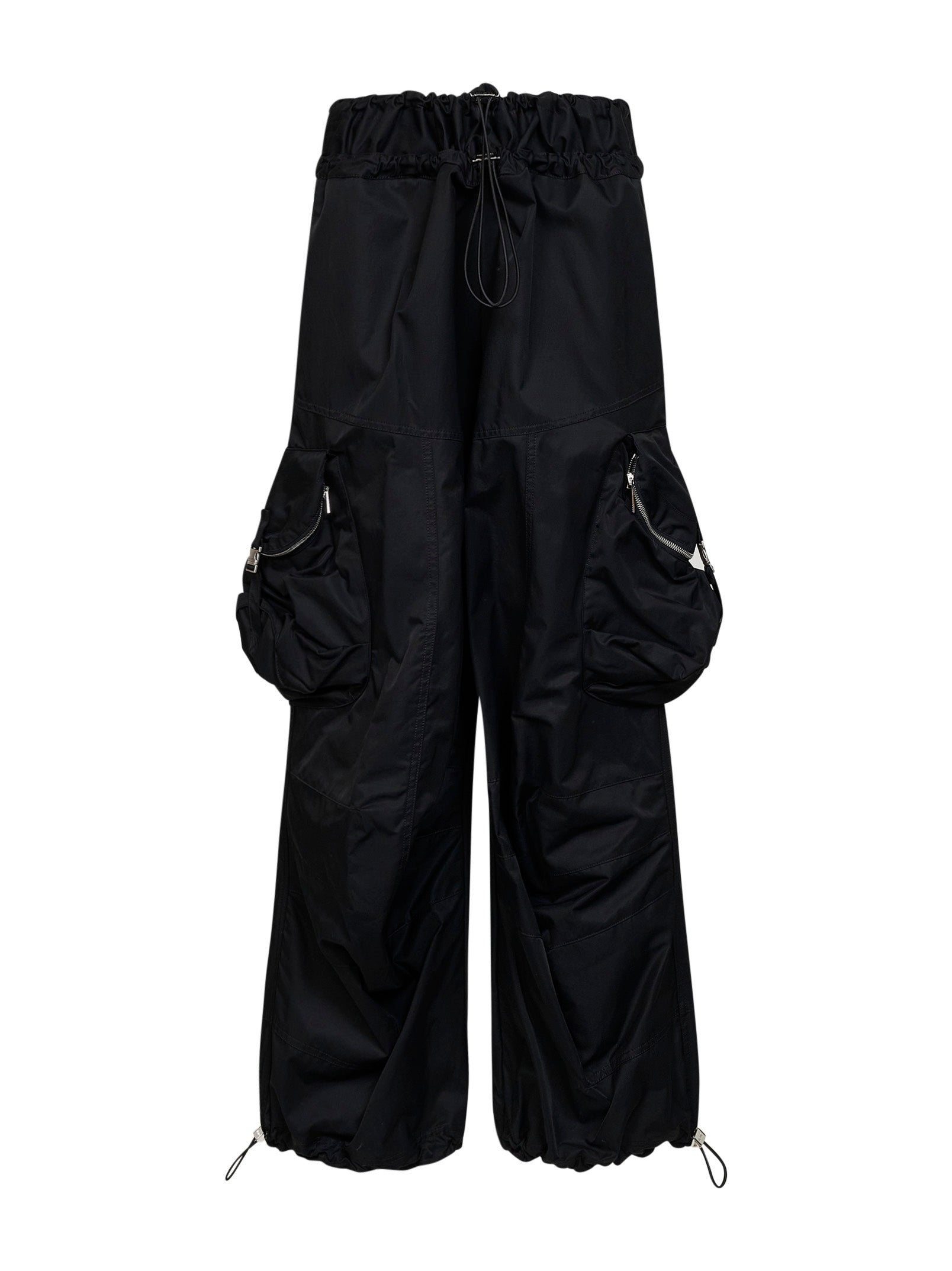 The Attico Women Black Overdyed Gabardine Cargo Trousers THE ATTICO