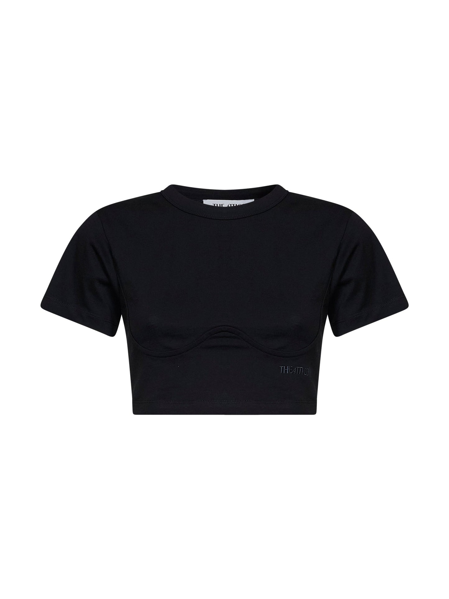The Attico Women Black Cotton Jersey Cropped T-Shirt THE ATTICO